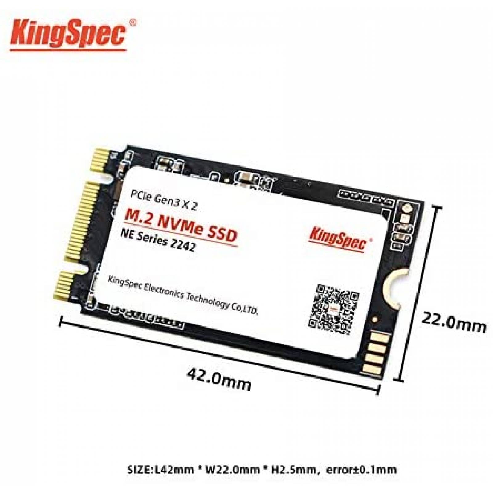 SSD Interno KingSpec 128GB M.2 2242 NVME PCIE 42mm -Blanco