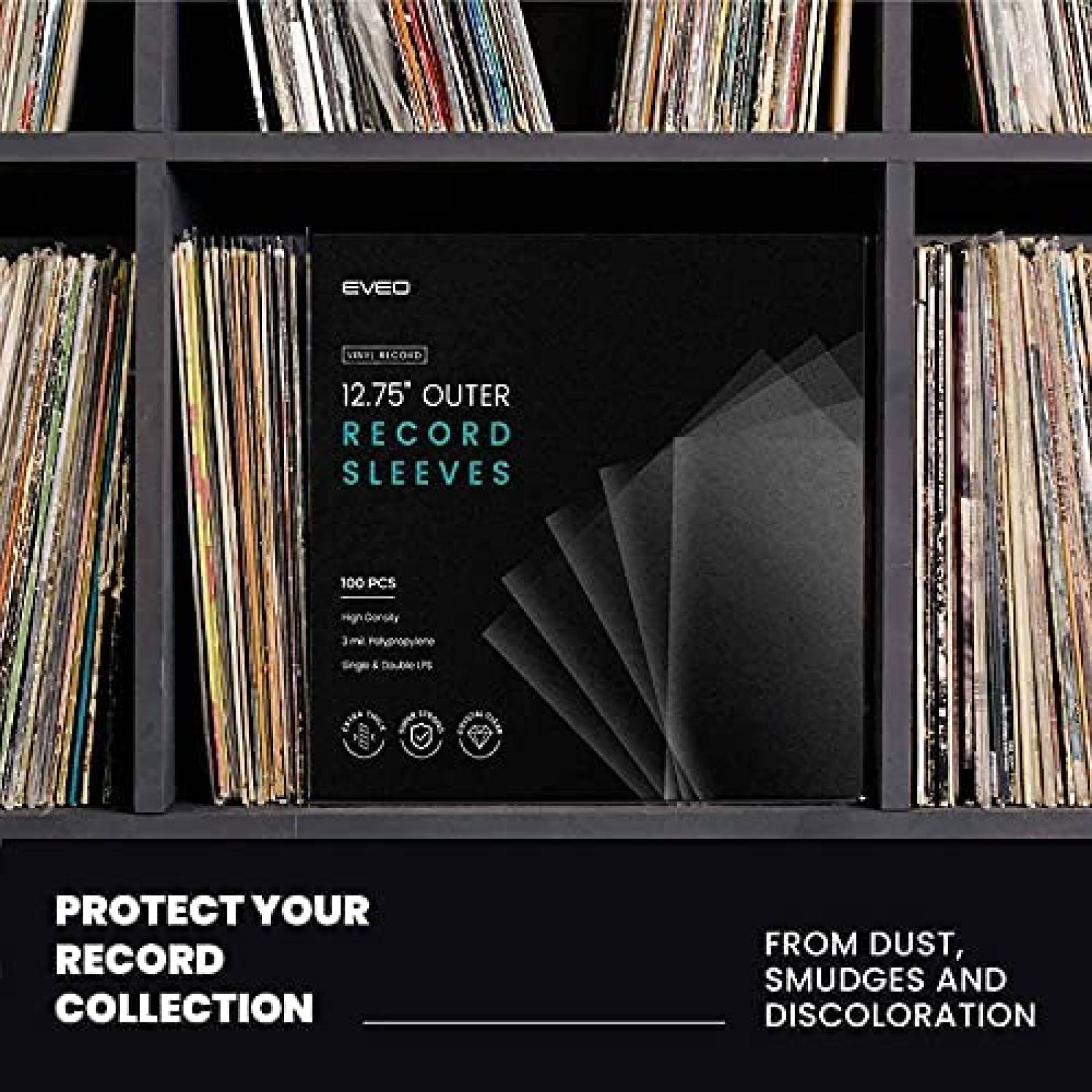 Pack lamina protectora disco vinilo EVEO x100 -Transparente