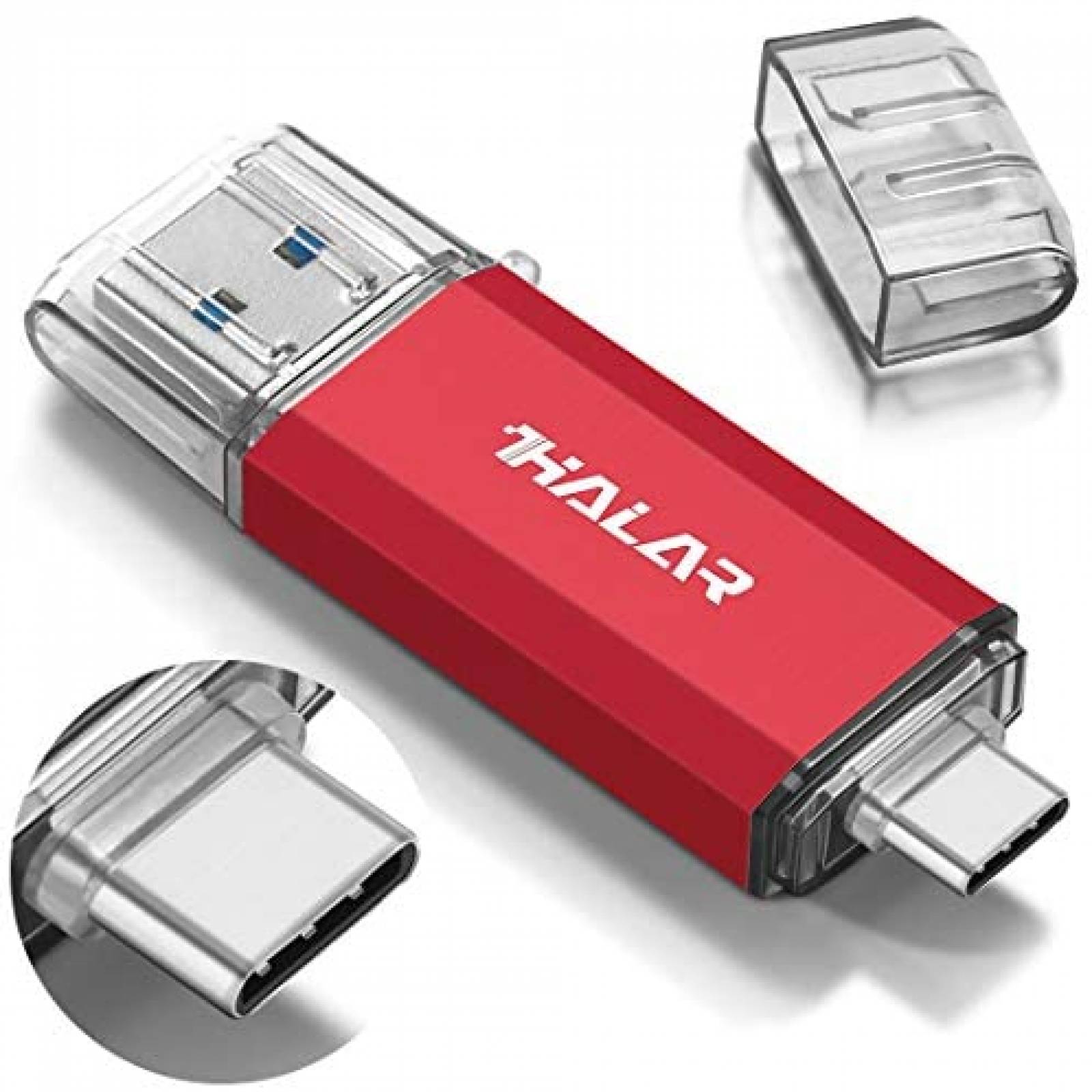Unidad flash USB C THKAILAR Thunderbolt de 128 GB -Rojo