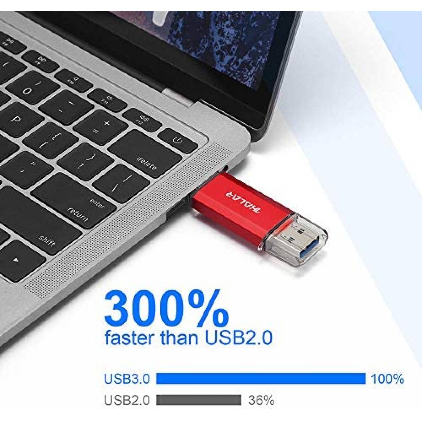 Unidad flash USB C THKAILAR Thunderbolt de 128 GB -Rojo