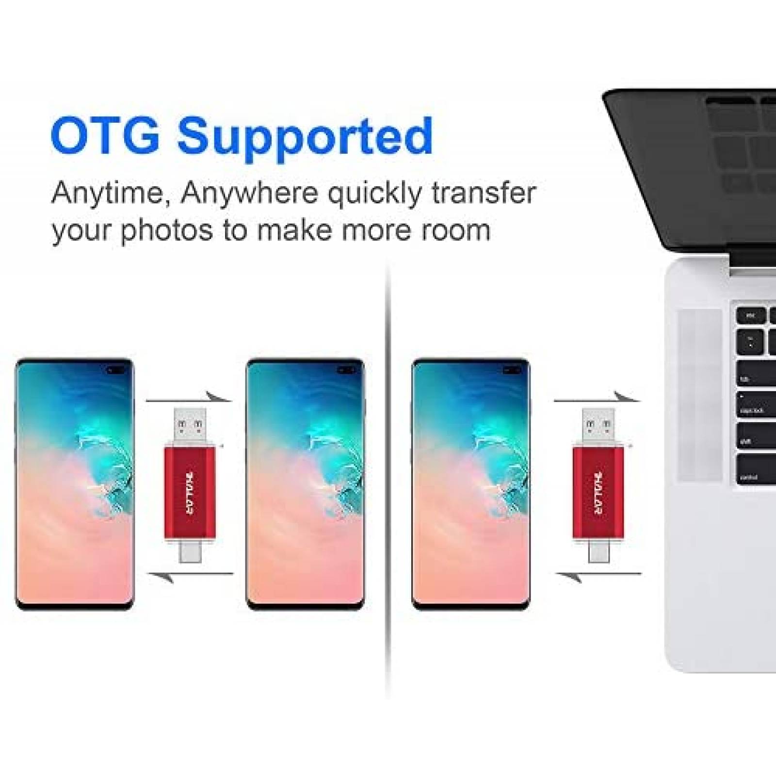 Unidad flash USB C THKAILAR Thunderbolt de 128 GB -Rojo