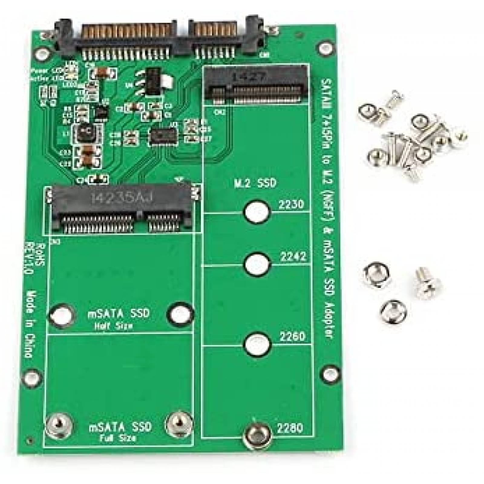 Adaptador PCBA NFHK Mini PCI- E 2 en 1 SSD a SATA 3.0 -Verde