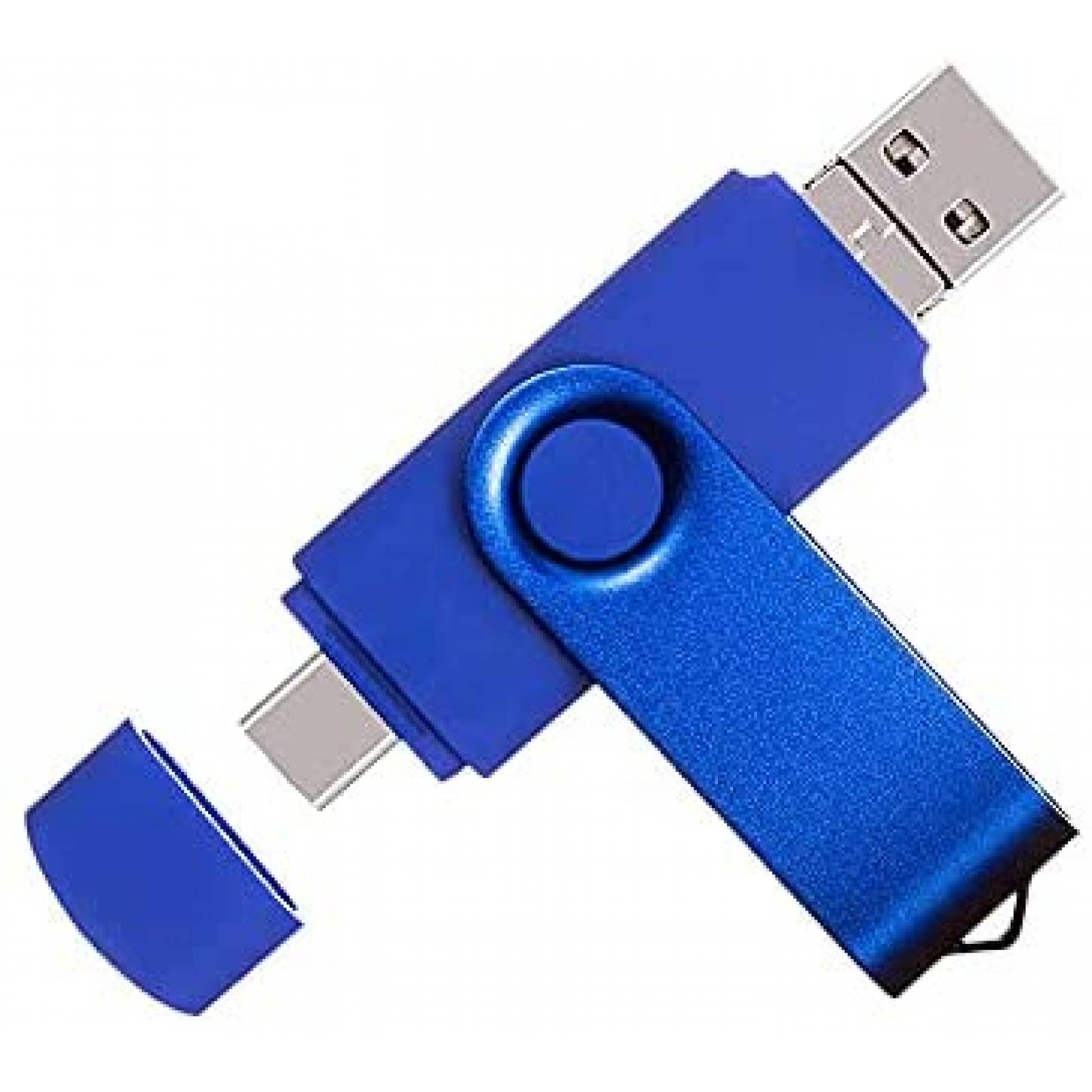 Memoria USB 3 en 1 ABLAZE de 128GB USB/USB C/Micro USB -Azul