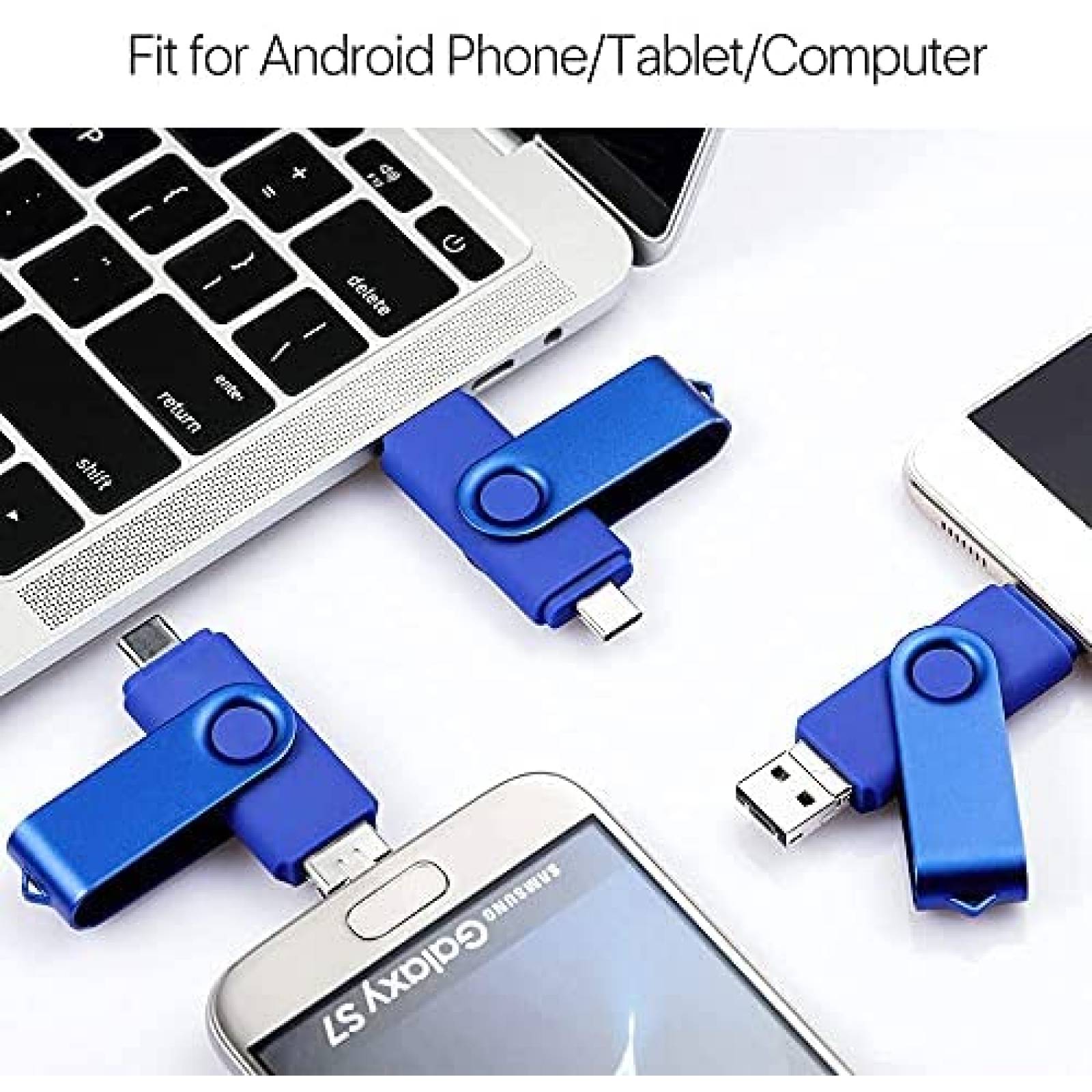 Memoria USB 3 en 1 ABLAZE de 128GB USB/USB C/Micro USB -Azul