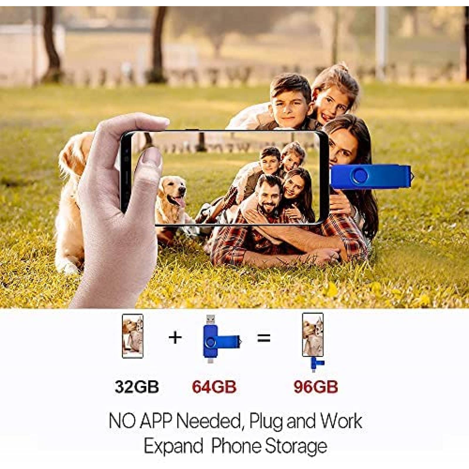 Memoria USB 3 en 1 ABLAZE de 128GB USB/USB C/Micro USB -Azul