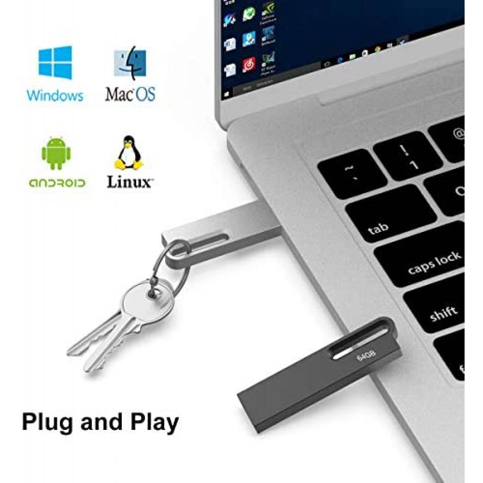 Pack memorias USB Aiibe X2 64GB de metal -Negro/gris