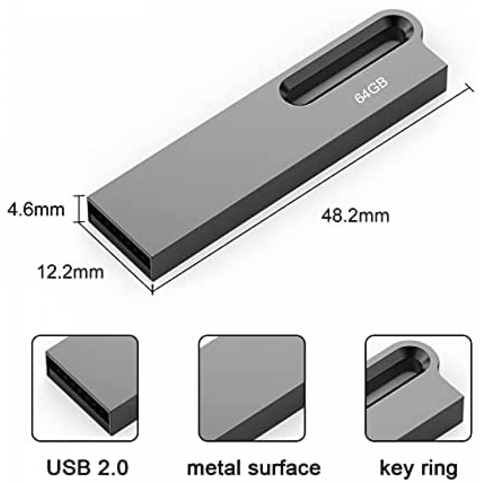 Pack memorias USB Aiibe X2 64GB de metal -Negro/gris