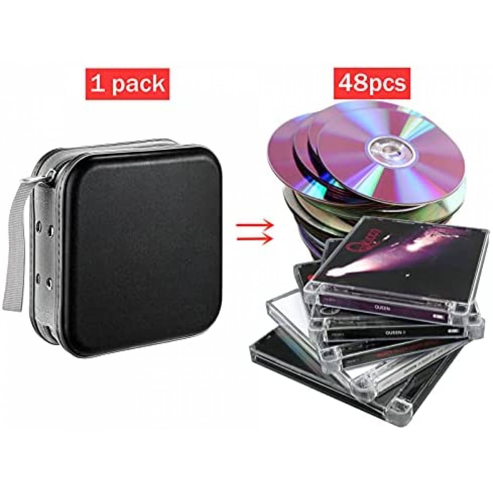 Estuche para DVD y CD LIOVODE Capacidad de 48 plastico duro