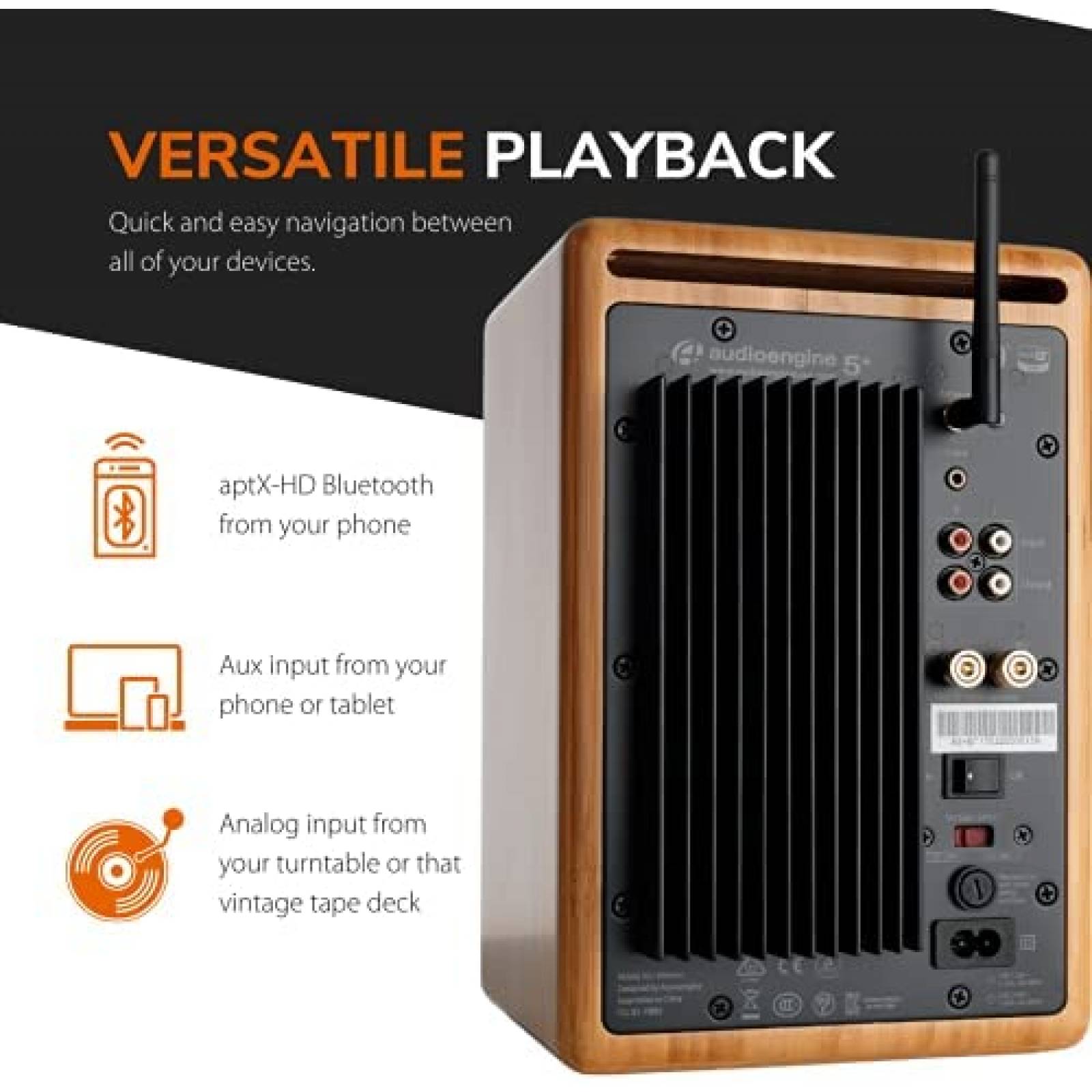 Bocinas Inalambricas Audioengine A5+ Plus Bluetooth -Bamboo