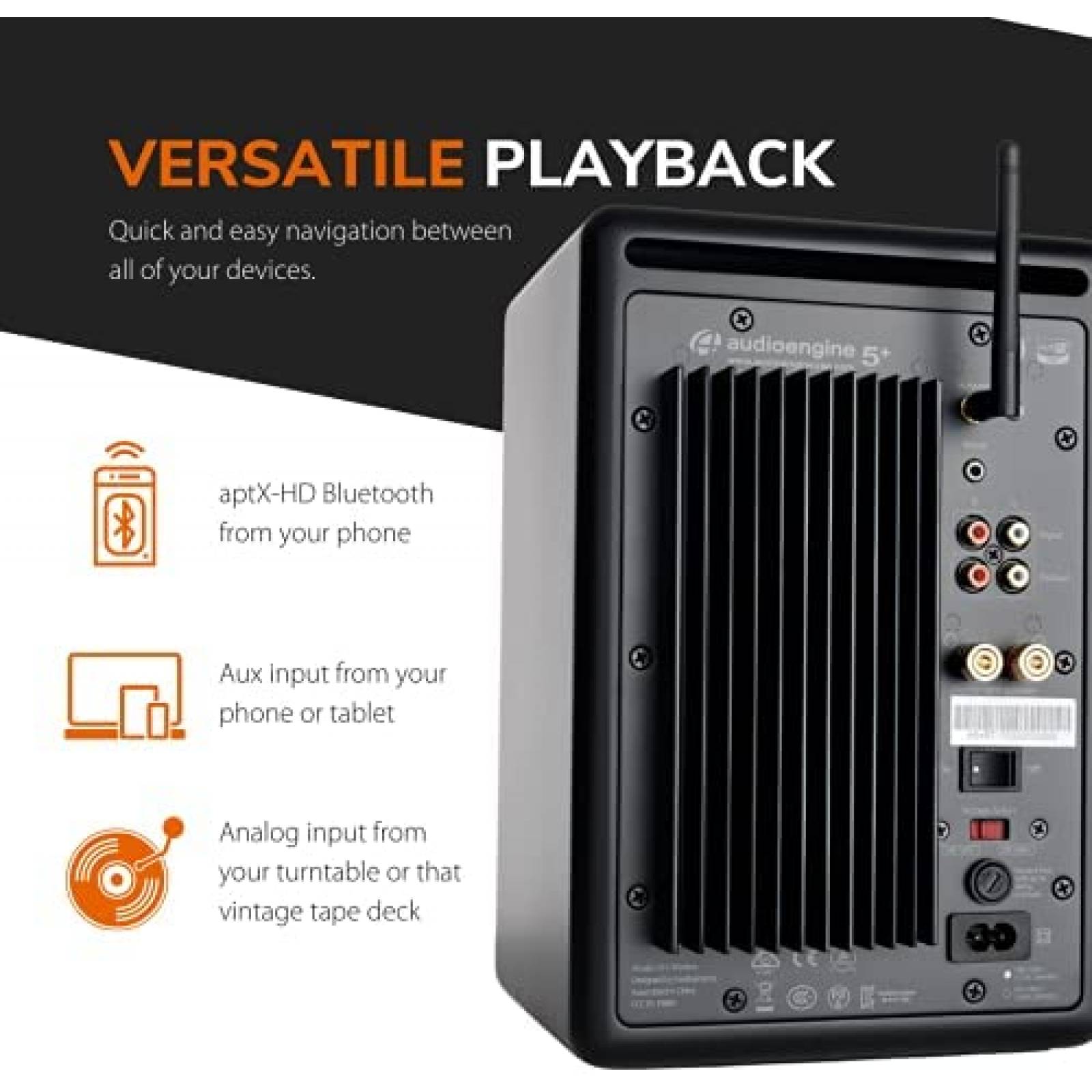 Bocinas Inalambricas Audioengine A5+ Plus Bluetooth -Negro