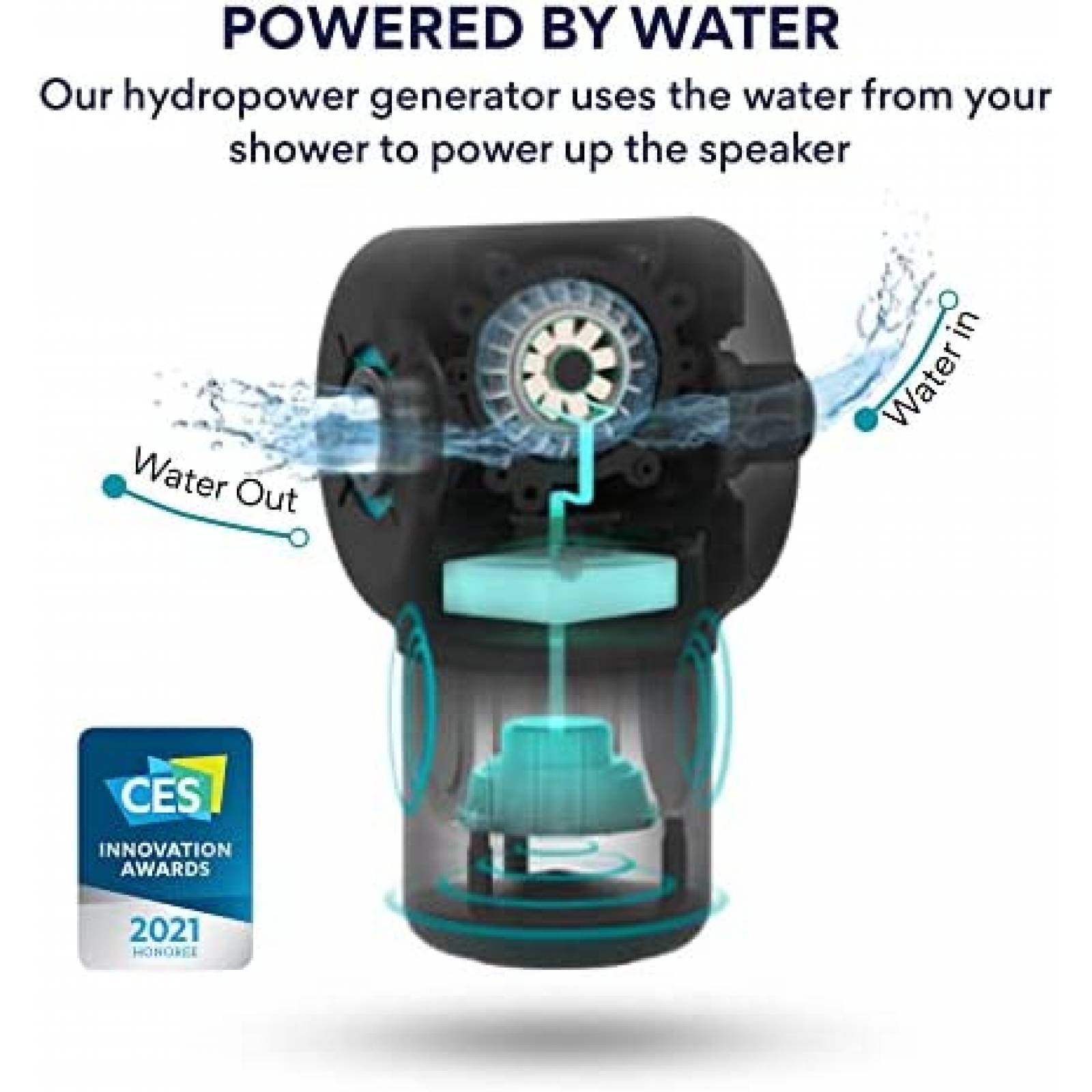 Bocina de Ducha Ampere Funciona con Energia Hidroelectrica