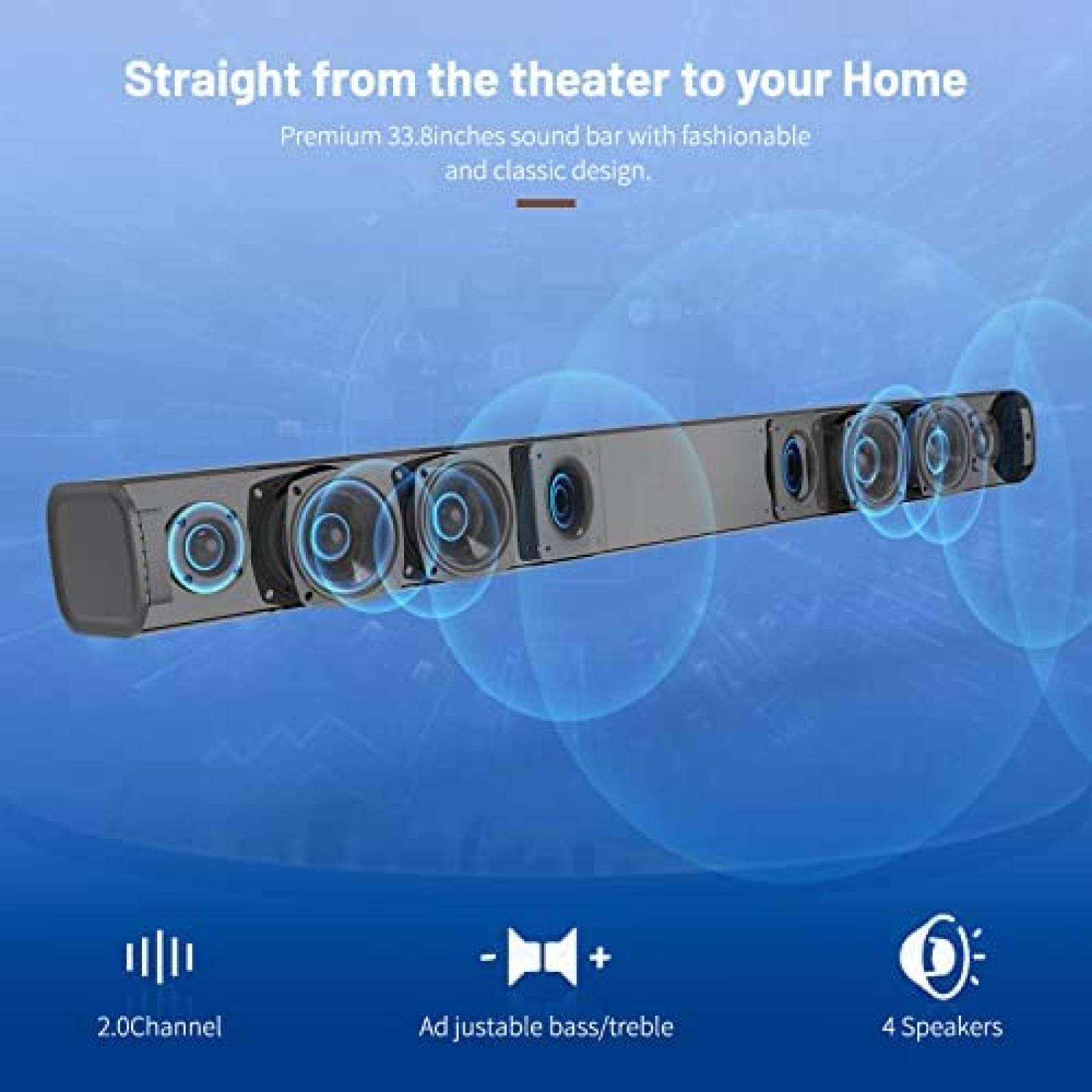 Soundbar para TV BESTISAN SE08 de 100W para Pared -Negro
