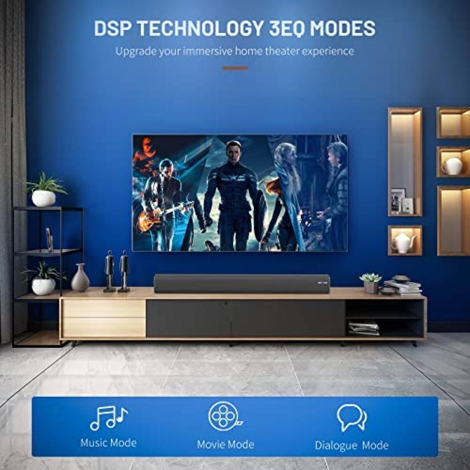 Soundbar para TV BESTISAN SE08 de 100W para Pared -Negro
