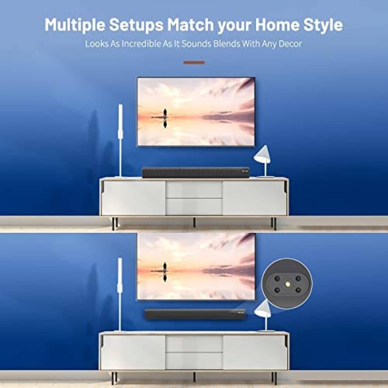 Soundbar para TV BESTISAN SE08 de 100W para Pared -Negro