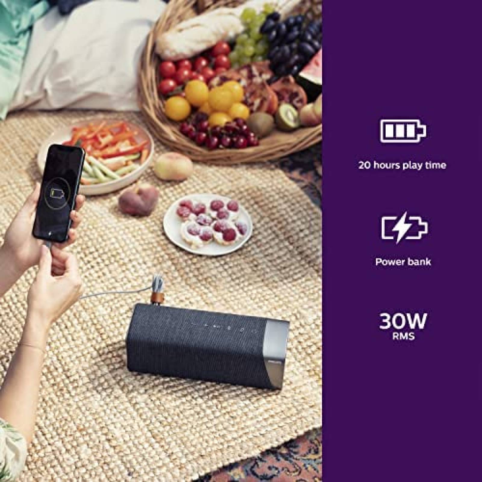 Bocina Portatil Philips Audio S7505 IPX7 Bluetooth -Negro