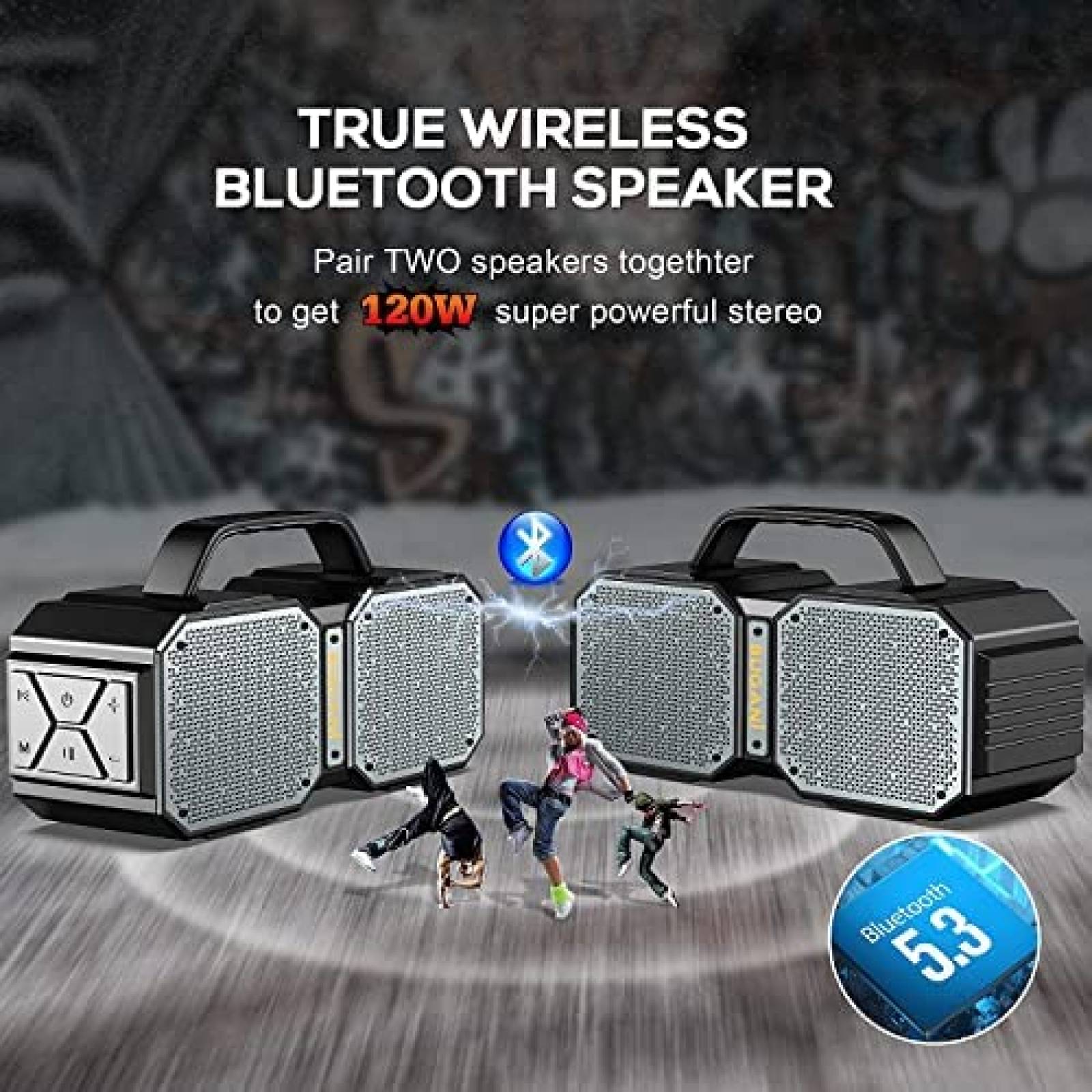 Bocina Portatil BUGANI Bluetooth 5.3 de 60W -Negro