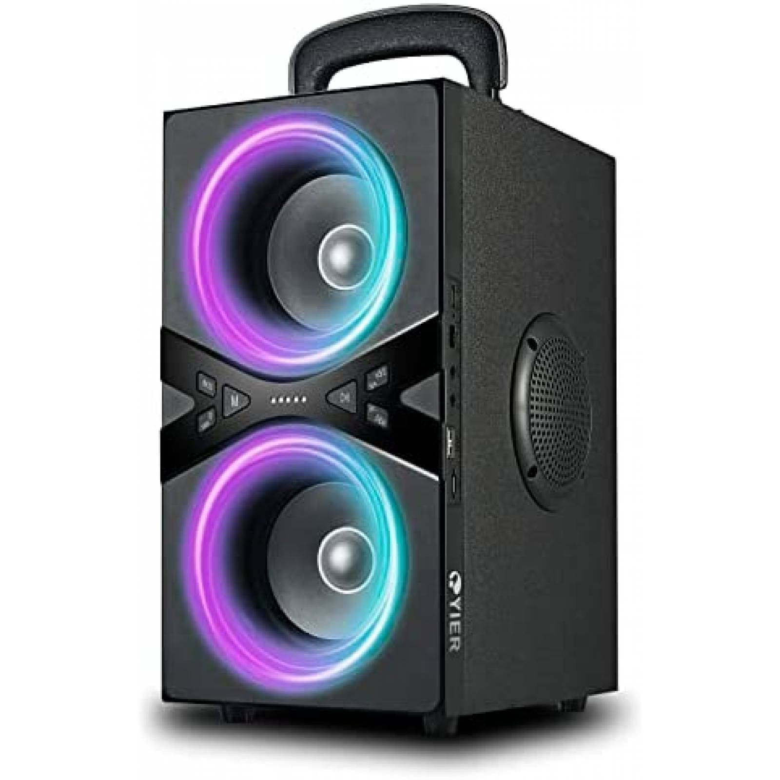 Bocina Portatil YIER RGB Bluetooth de 100dB y 80W -Negro