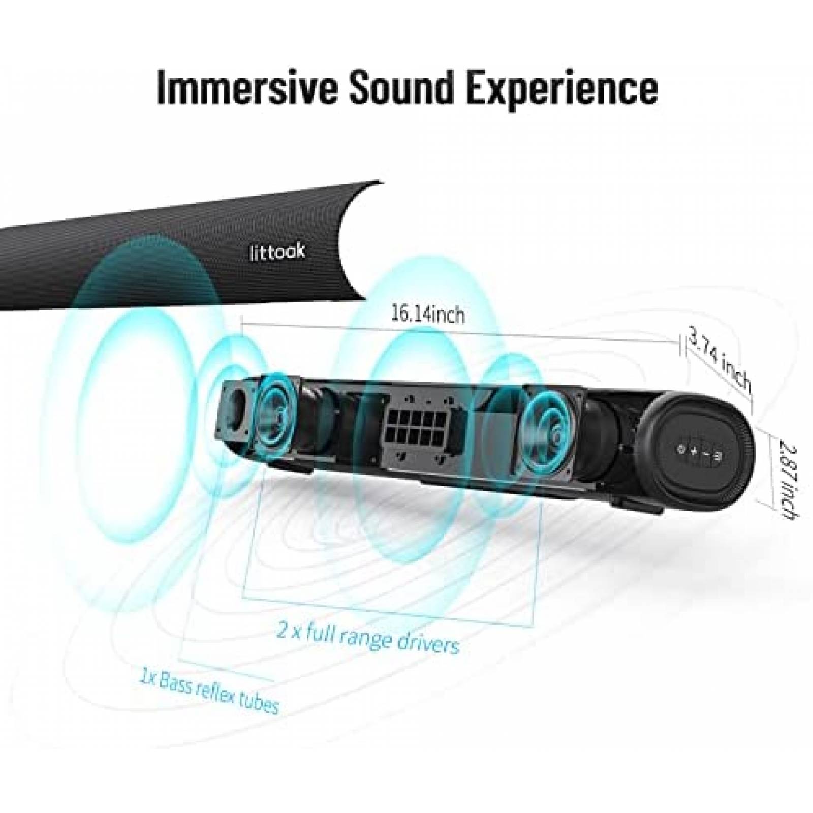 Barra de Sonido LITTOAK SE04 para TV con Bluetooth 5.0