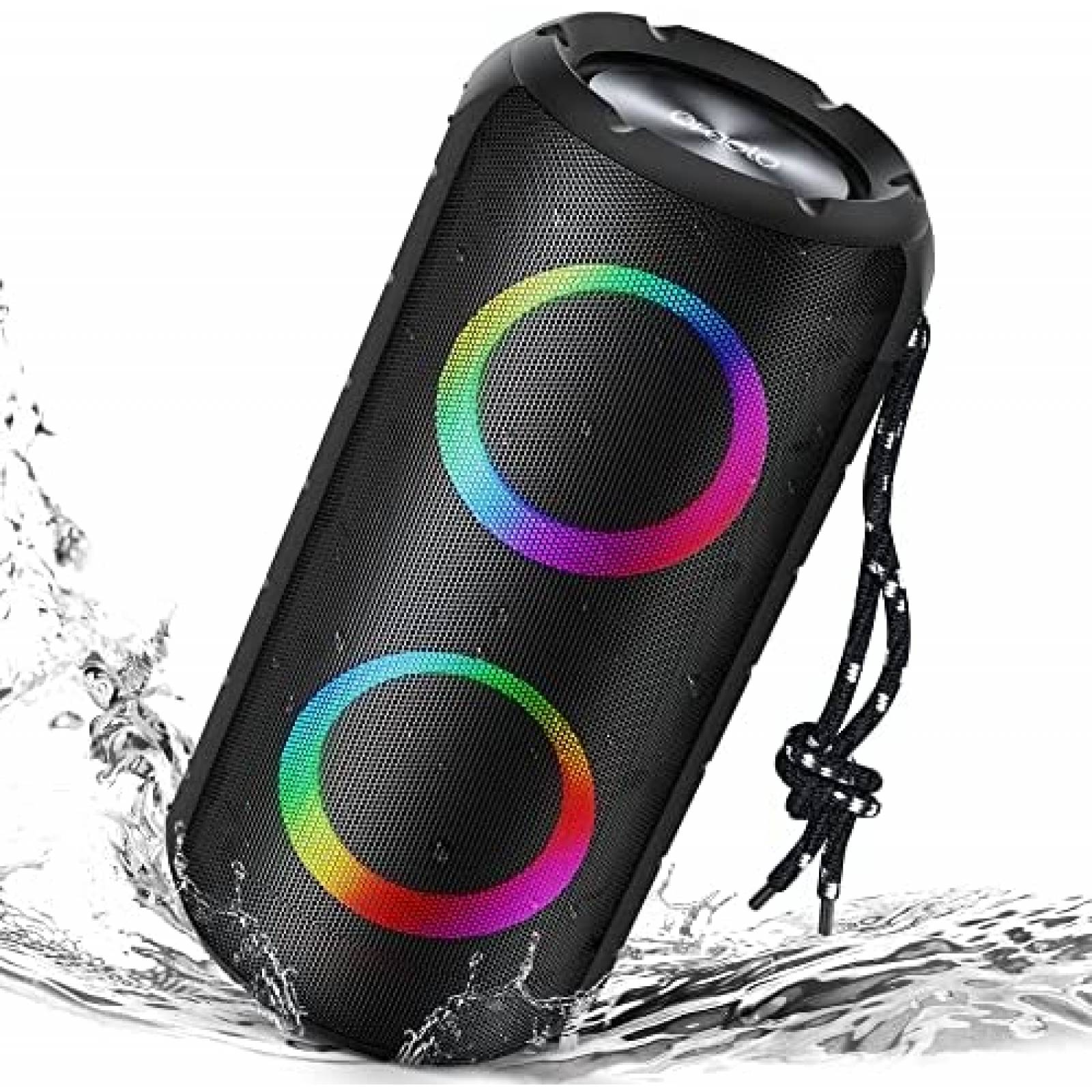 Bocina Portatil Oraolo M166 de 24W IPX6 con Luz LED -Negro