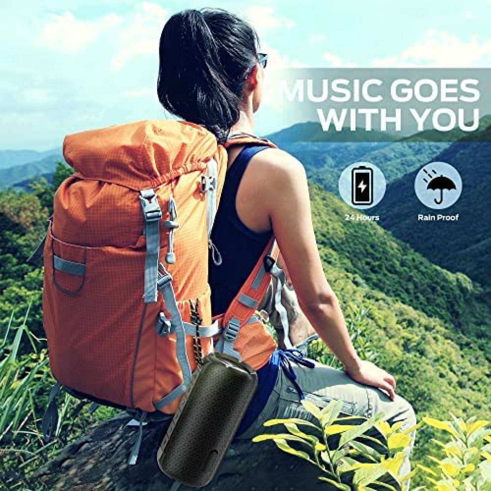 Bocina Portatil Oraolo M166 de 24W IPX6 con Luz LED -Negro