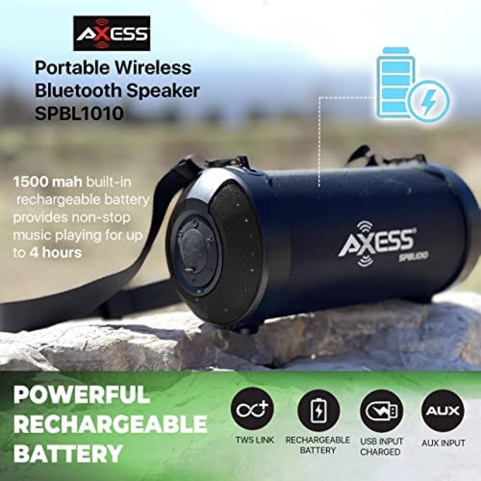 Bocina Portatil Axess SPBT1041 Bluetooth IPX7 -Multicolor