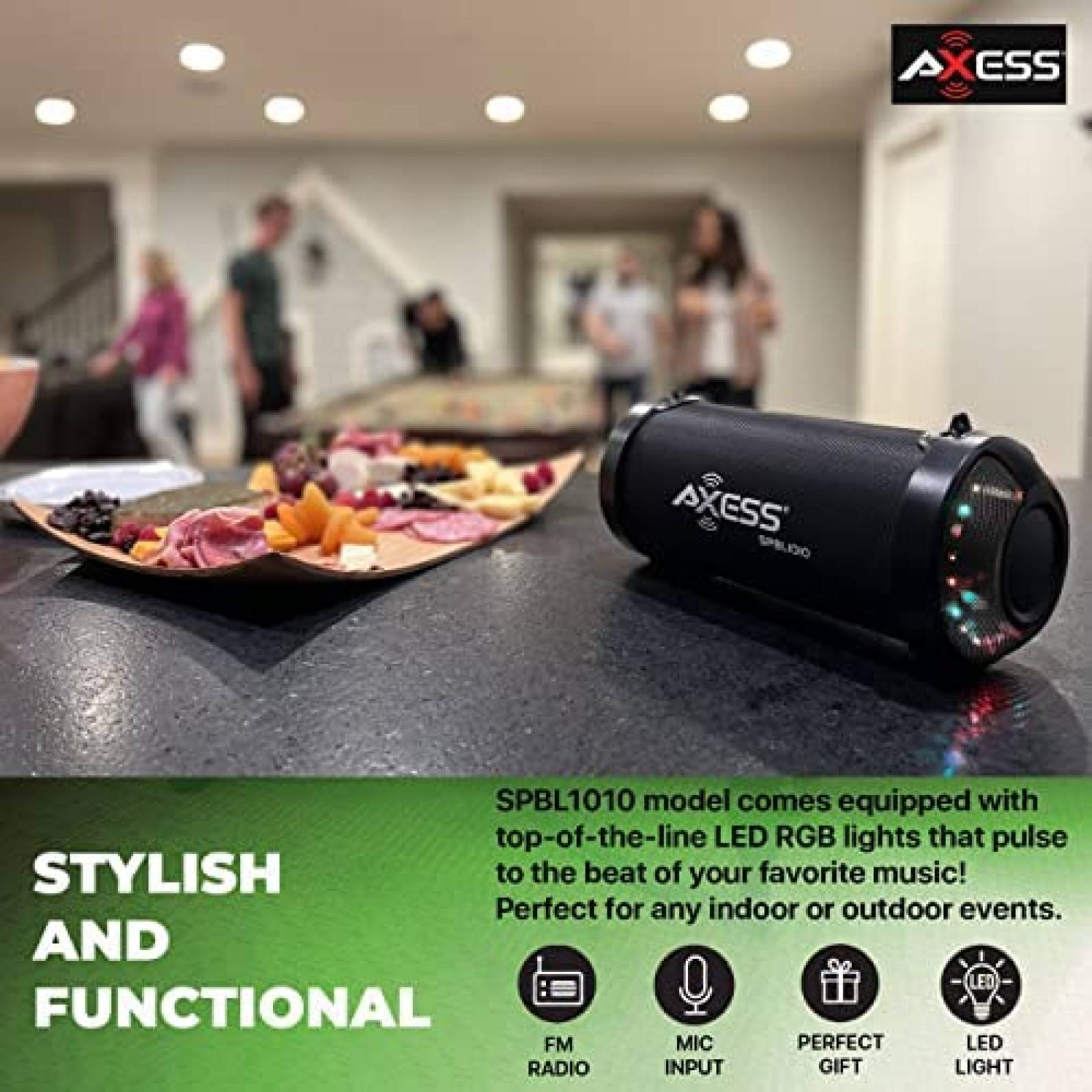 Bocina Portatil Axess SPBT1041 Bluetooth IPX7 -Multicolor