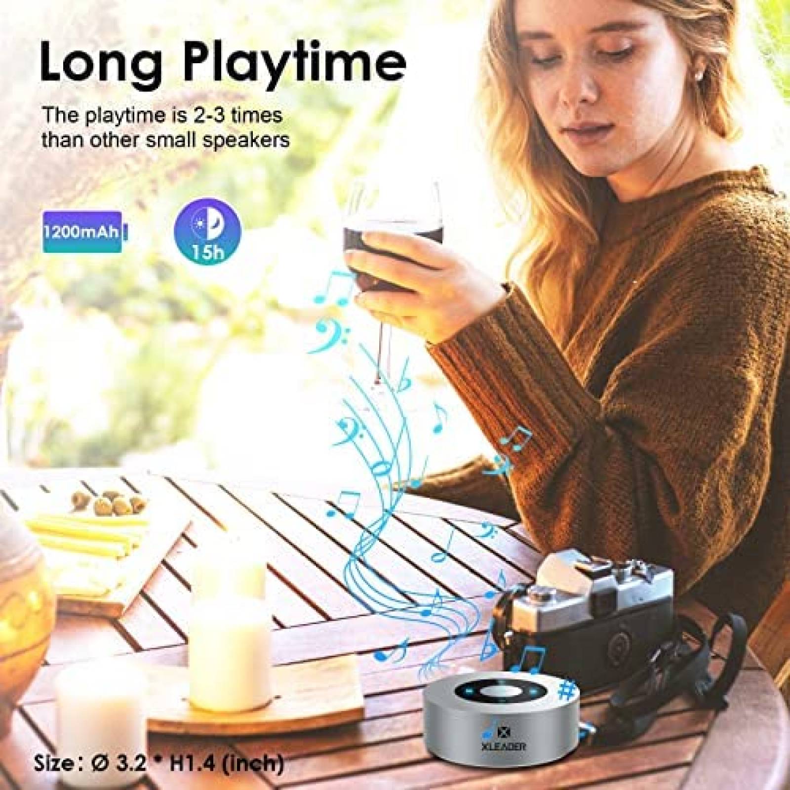 Bocina Portatil XLEADER SoundAngel A8 de 15H de Carga -Plata