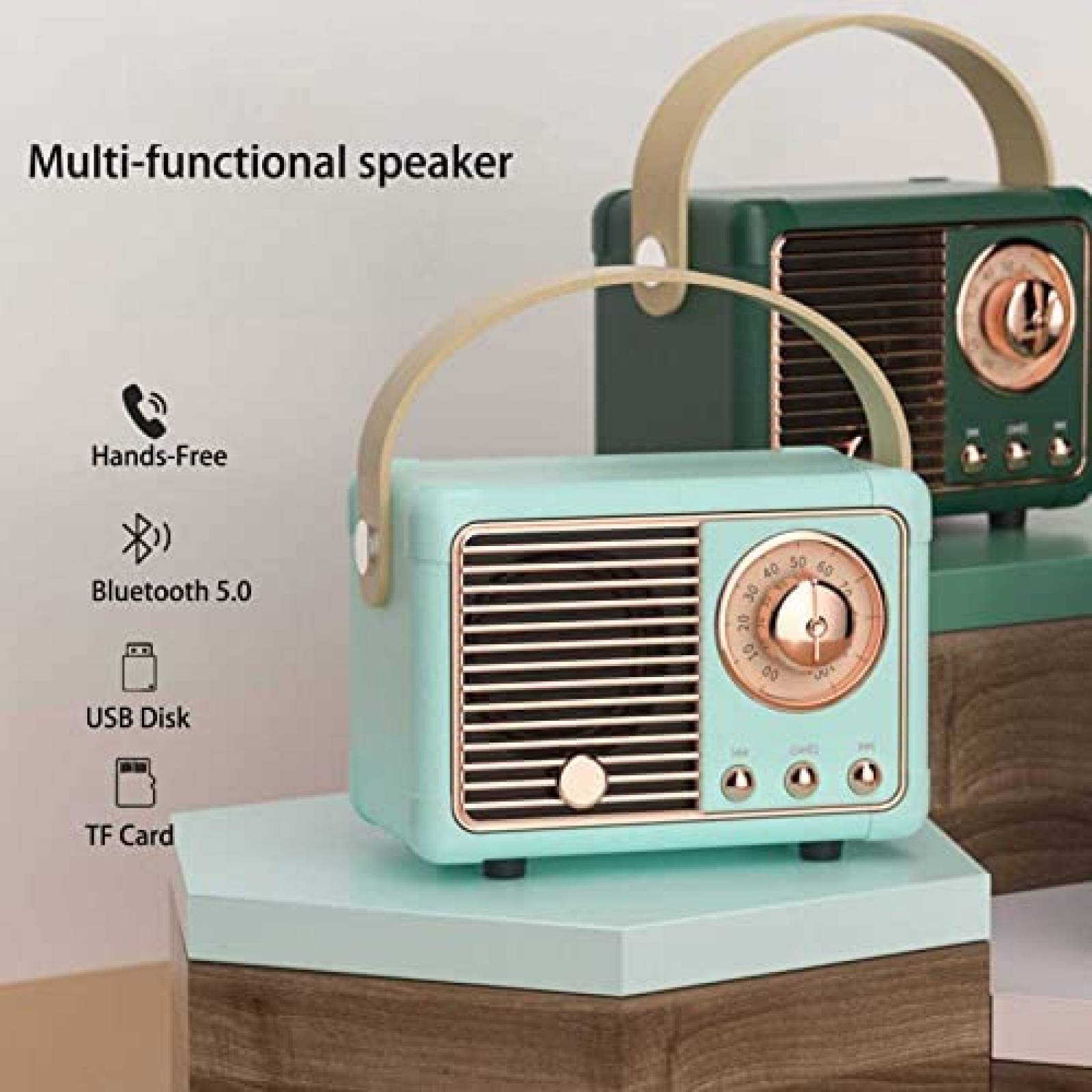 Bocina Portatil Dosmix HM11 Bluetooth Estilo Retro -Azul