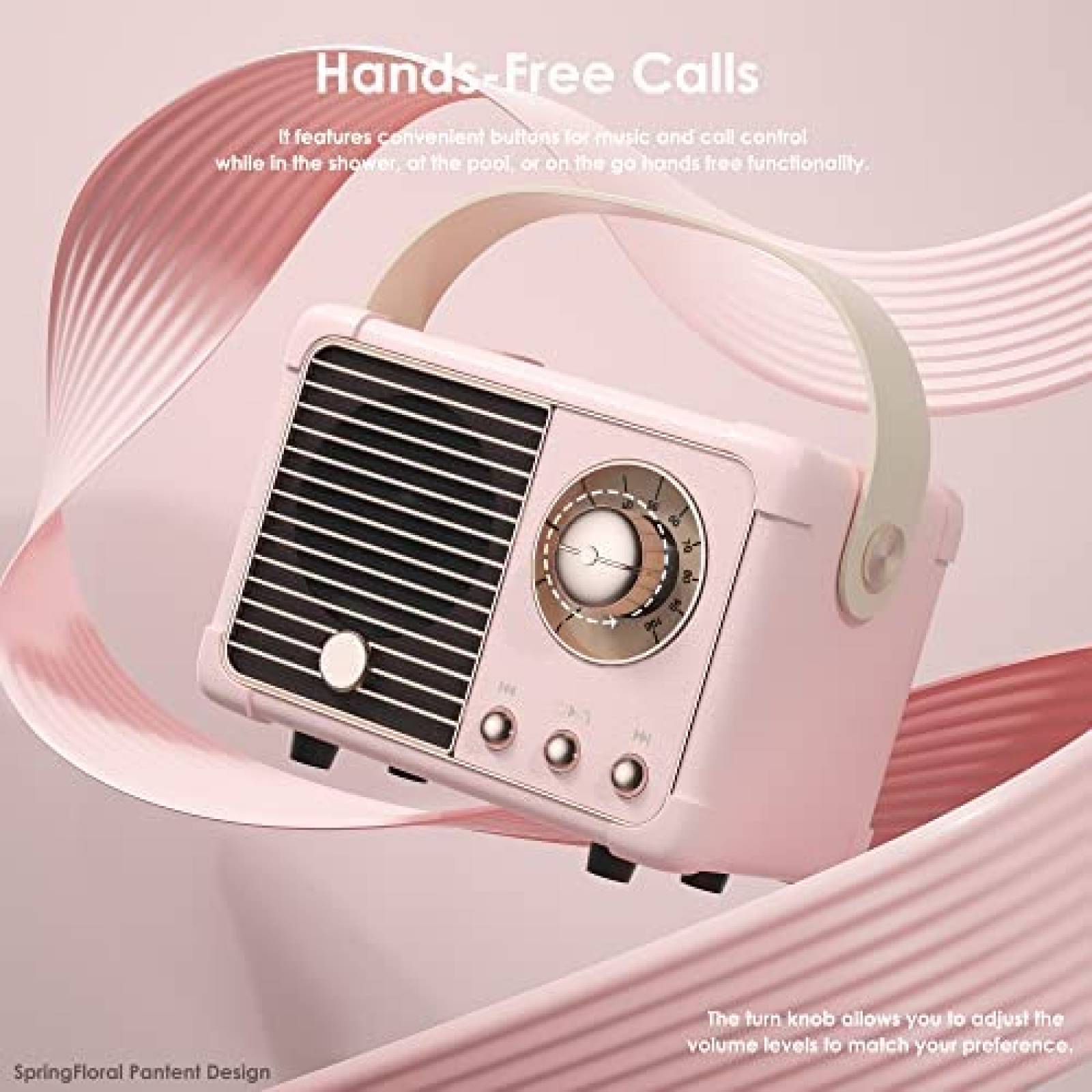 Radio Bluetooth de Estilo Retro SpringFlora 400mA -Rosa