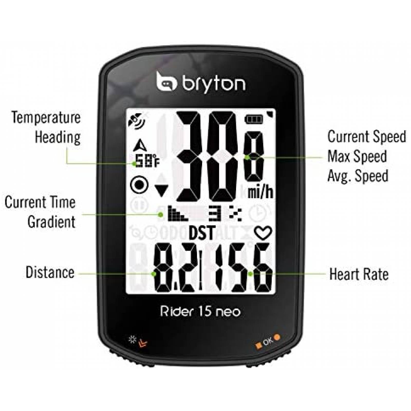 Computador Bicicleta Bryton GPS Satelite 2" Bluetooth -Negro