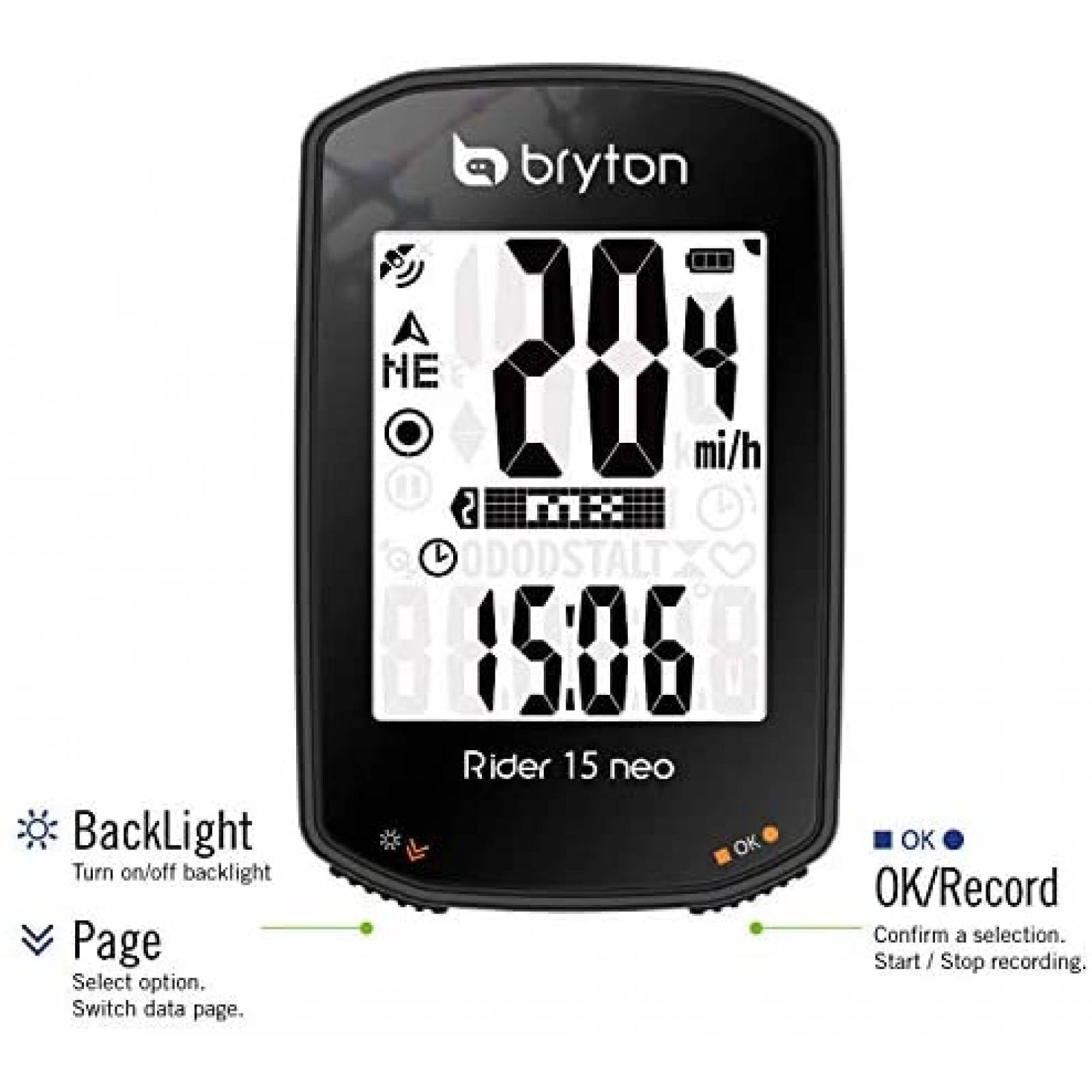 Computador Bicicleta Bryton GPS Satelite 2" Bluetooth -Negro