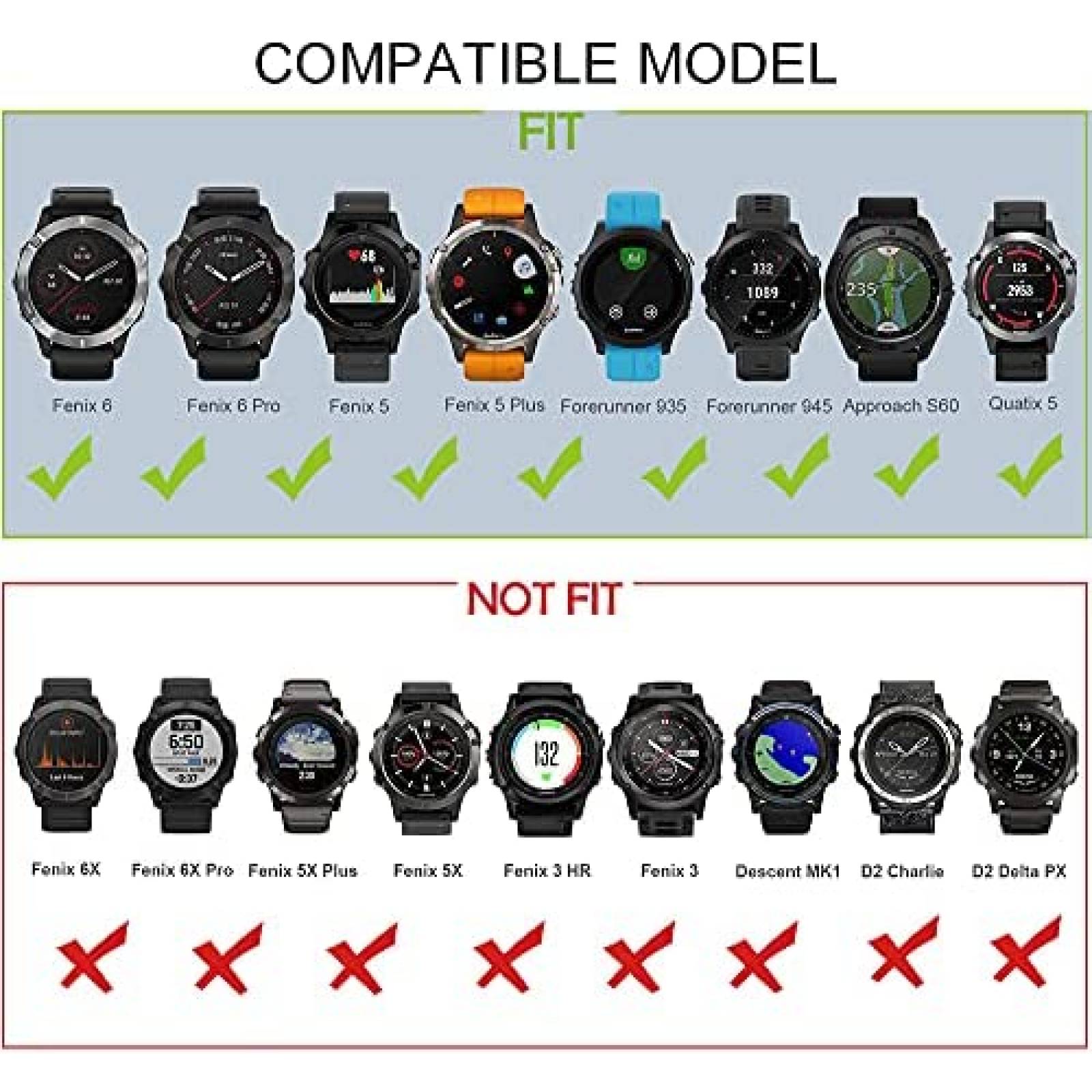 Correa de Silicon OVERSTEP para Garmin Fenix 5 22mm -Naranja