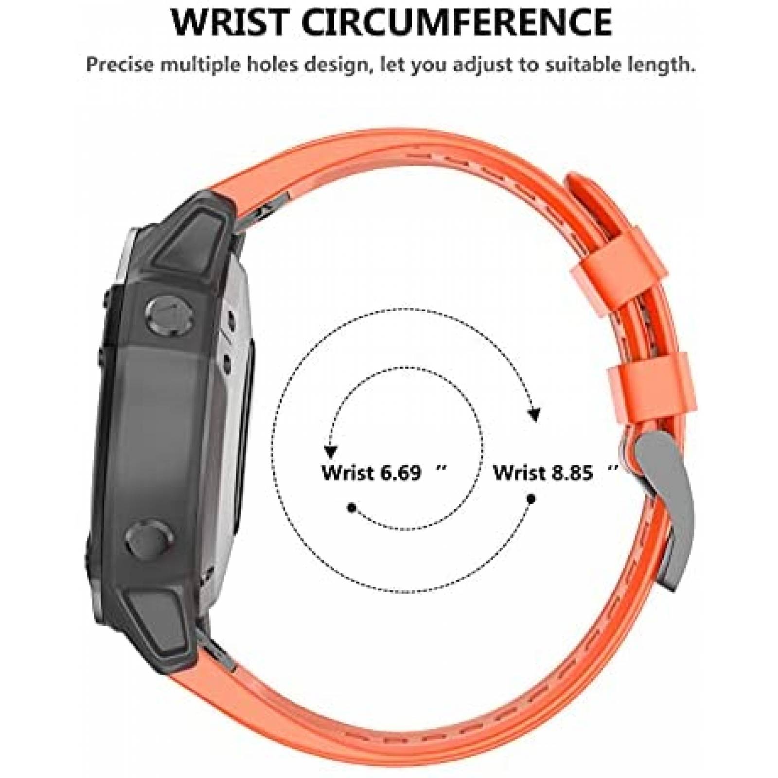 Correa de Silicon OVERSTEP para Garmin Fenix 5 22mm -Naranja