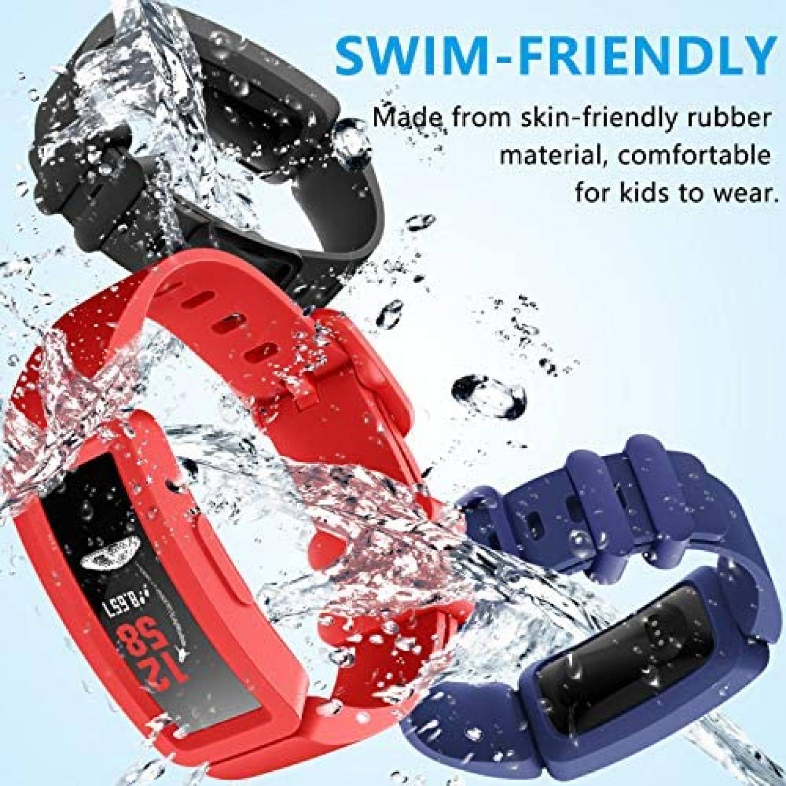 Correa Eseekgo para Fitbit Ace 2 3 Pzs -Negro/Rojo/Azul