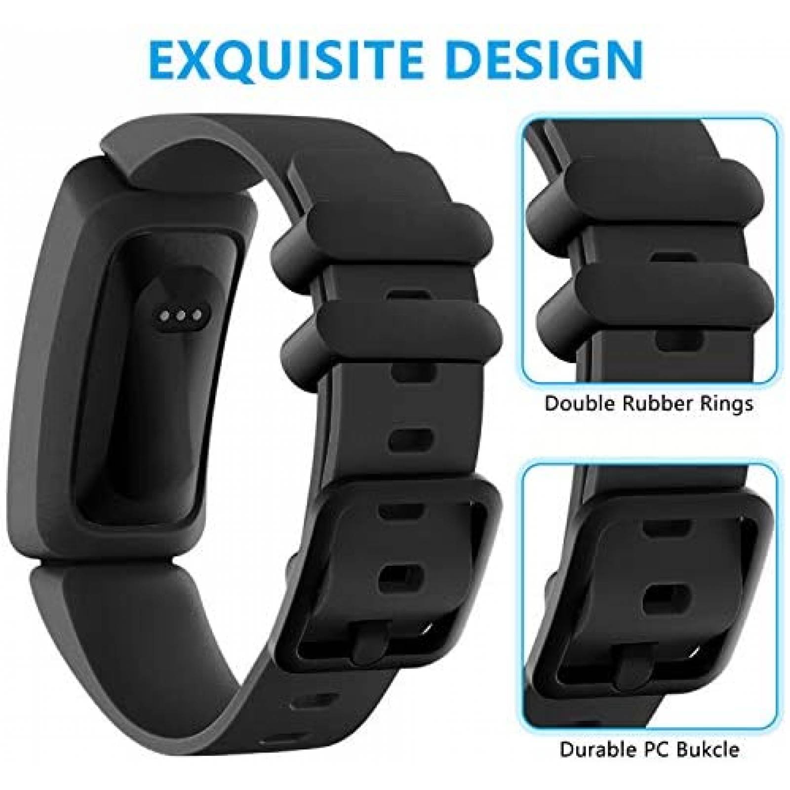 Correa Eseekgo para Fitbit Ace 2 3 Pzs -Negro/Rojo/Azul