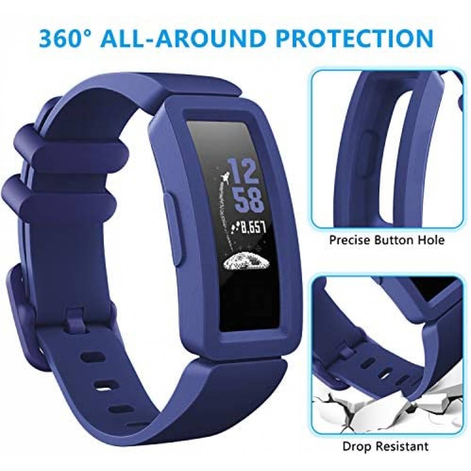 Correa Eseekgo para Fitbit Ace 2 3 Pzs Negro Rojo Azul