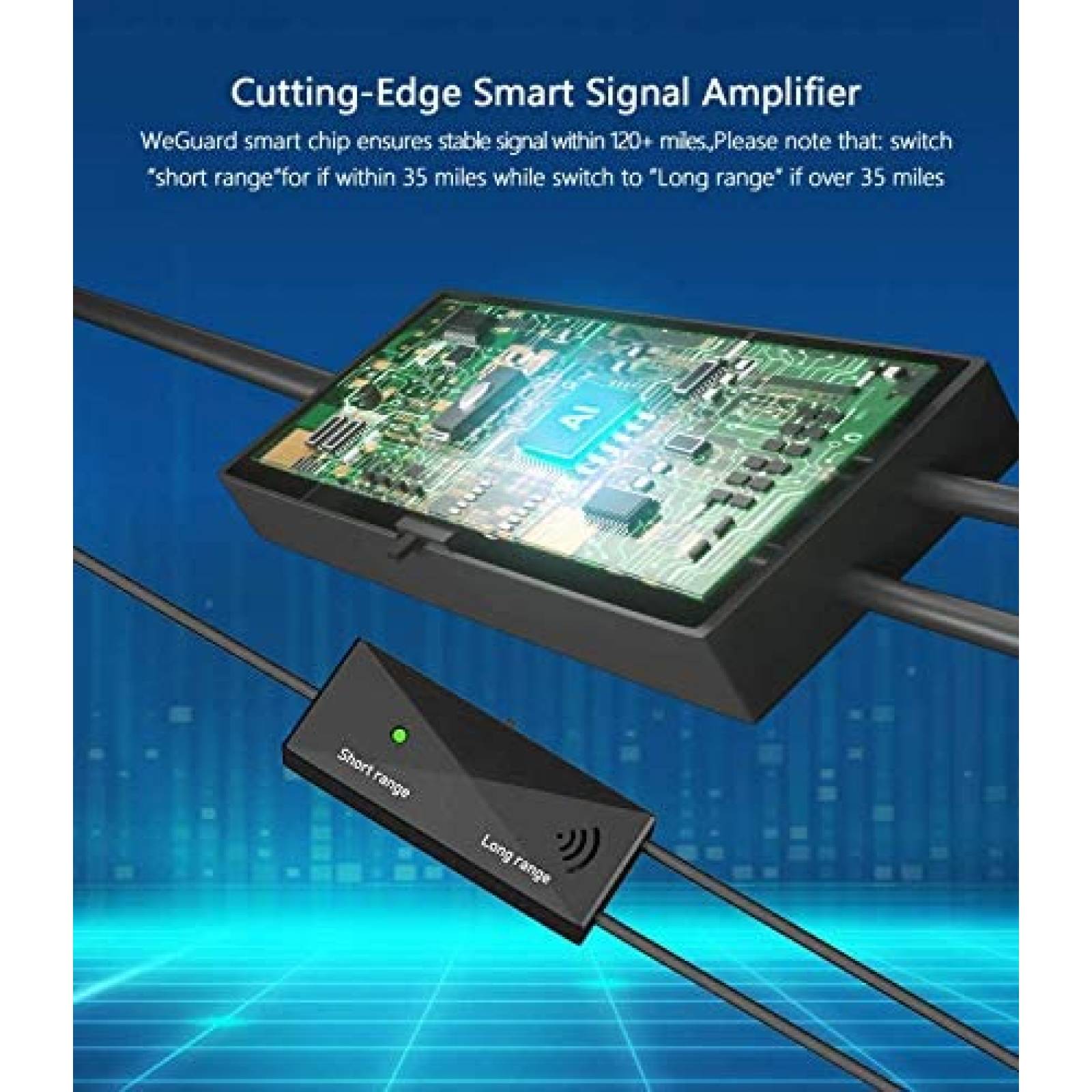 Antena de TV WeGuard HDTV 4K 1080P con cable 18ft -Negro