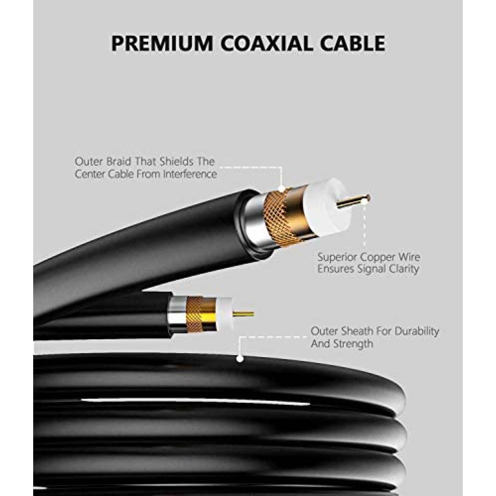 Antena de TV WeGuard HDTV 4K 1080P con cable 18ft -Negro