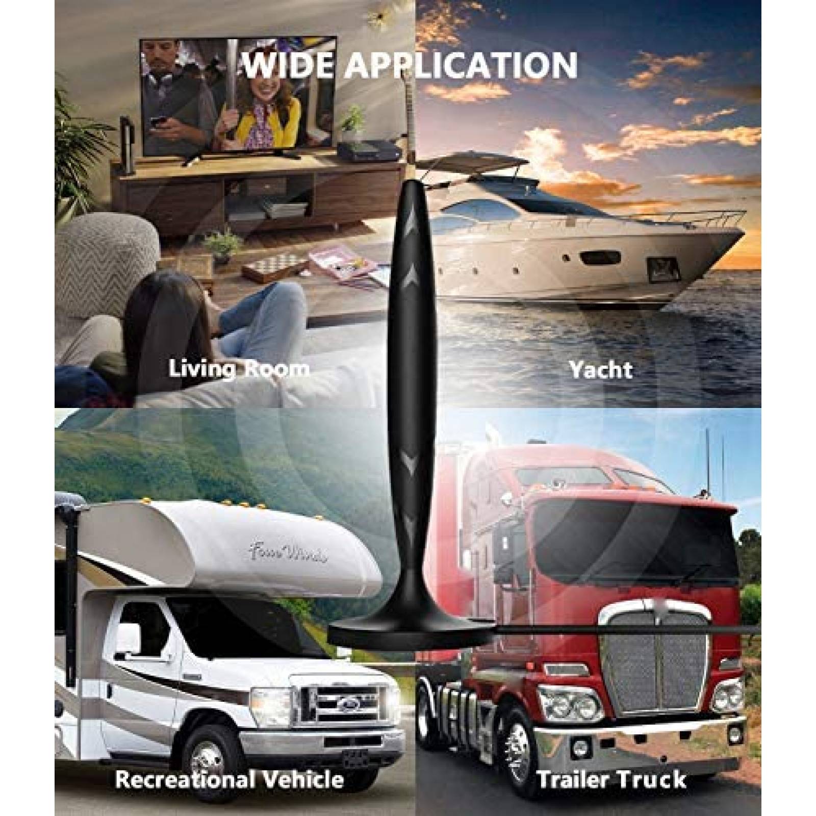 Antena de TV WeGuard HDTV 4K 1080P con cable 18ft -Negro