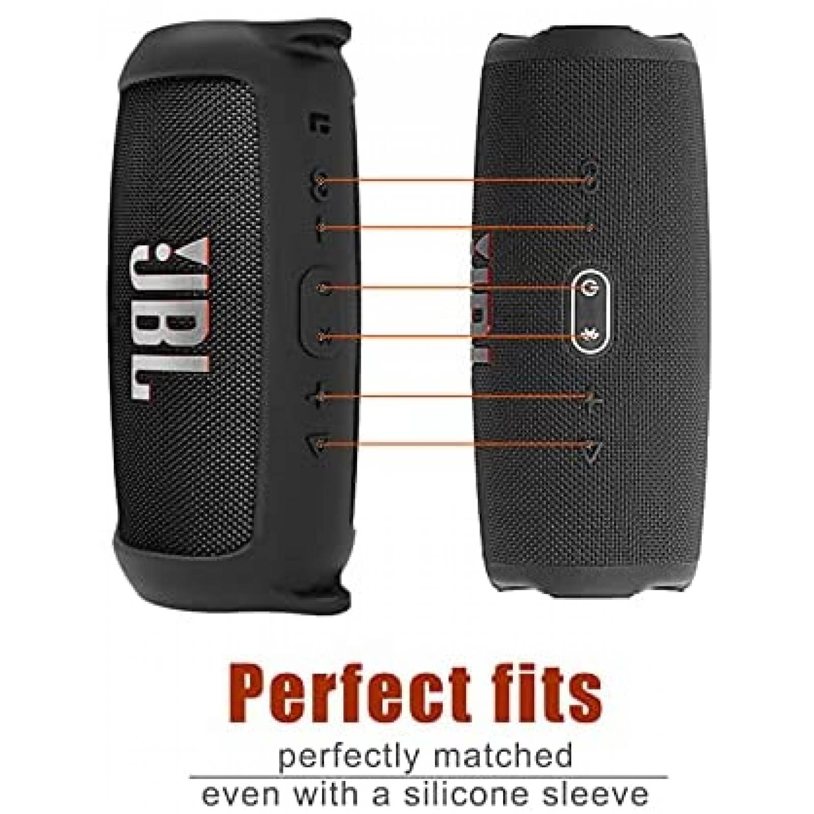 Funda LTGEM de Silicona para Bocina JBL Charge 5 -Negro