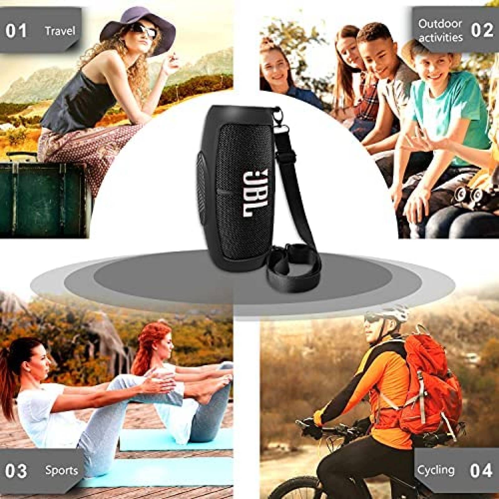 Funda LTGEM de Silicona para Bocina JBL Charge 5 -Negro