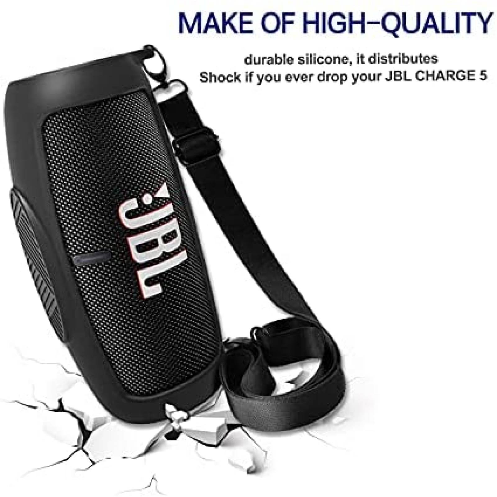 Funda LTGEM de Silicona para Bocina JBL Charge 5 -Negro