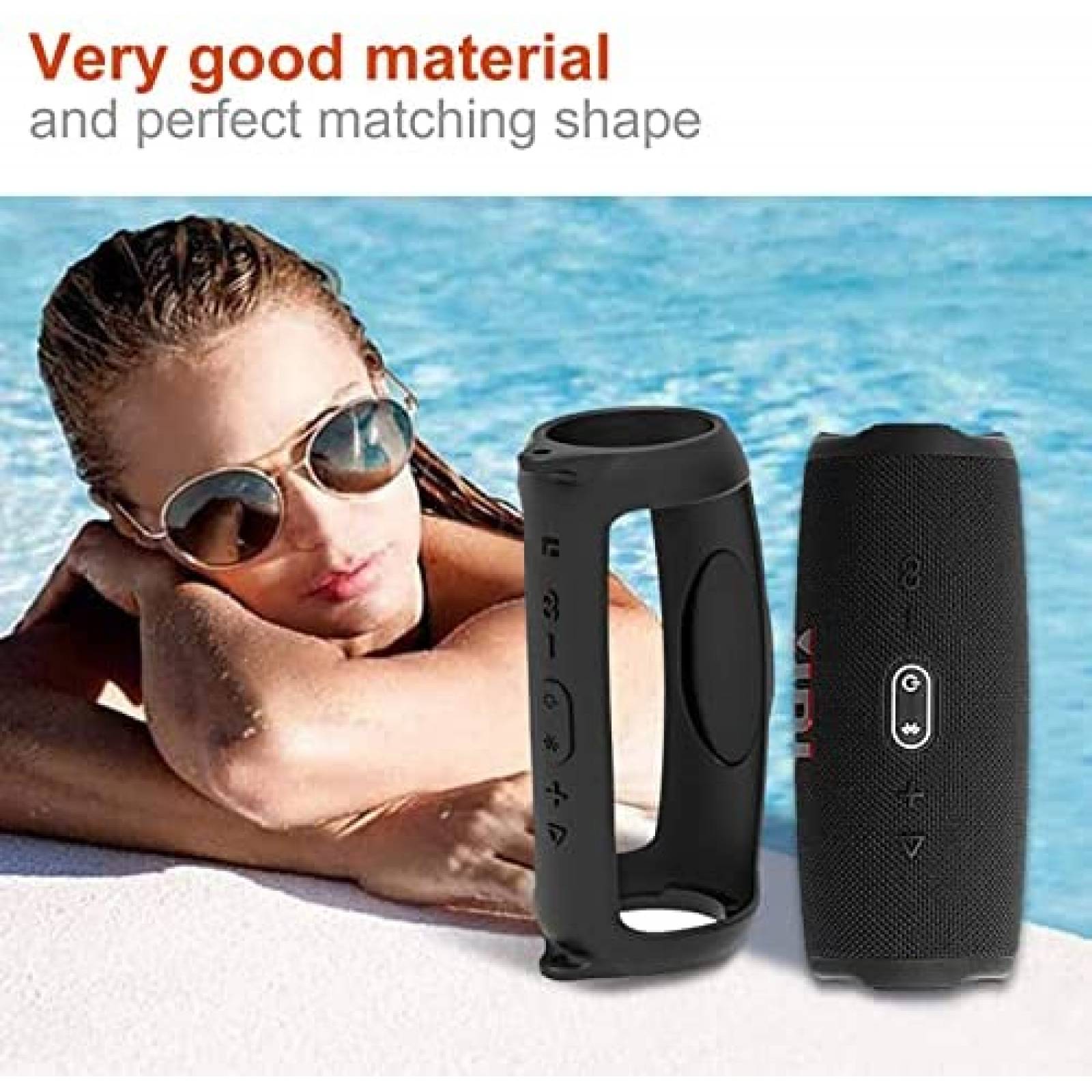 Funda LTGEM de Silicona para Bocina JBL Charge 5 -Negro