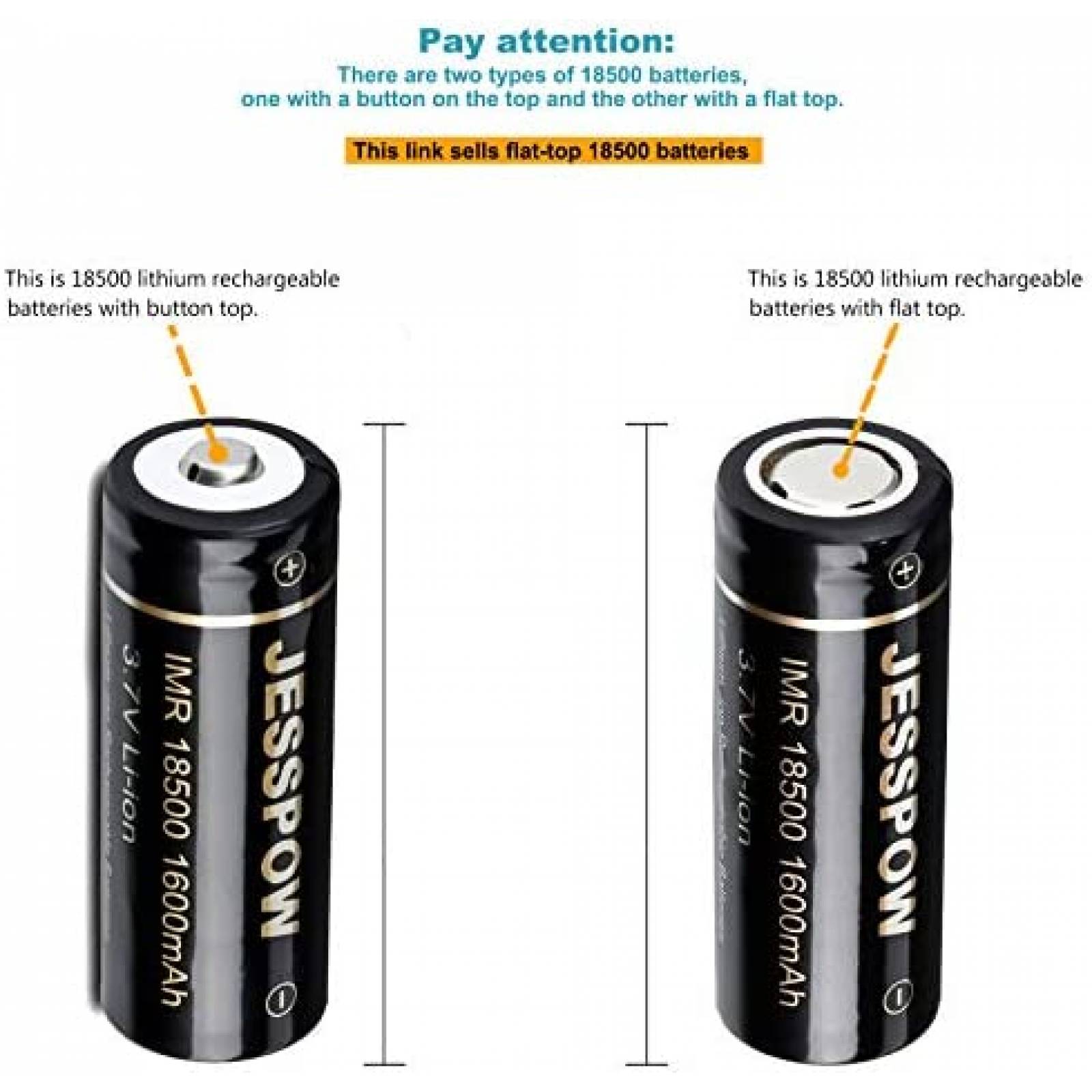 Baterias JESSPOW IMR 18500 de Litio Recargables -Negro