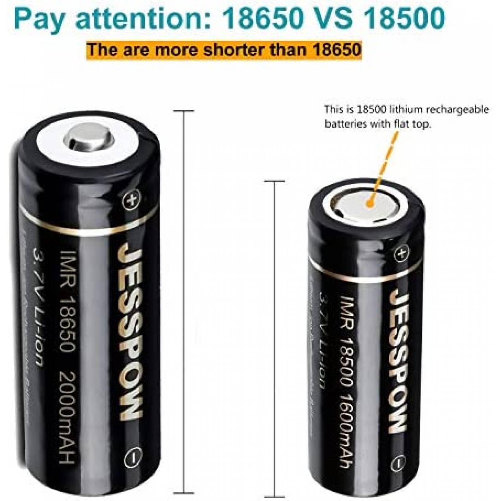 Baterias JESSPOW IMR 18500 de Litio Recargables -Negro