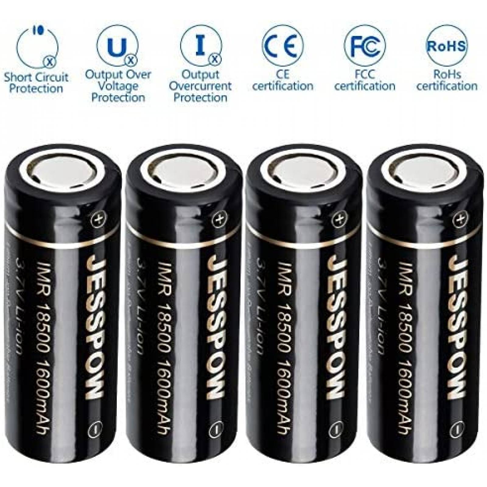Baterias JESSPOW IMR 18500 de Litio Recargables -Negro