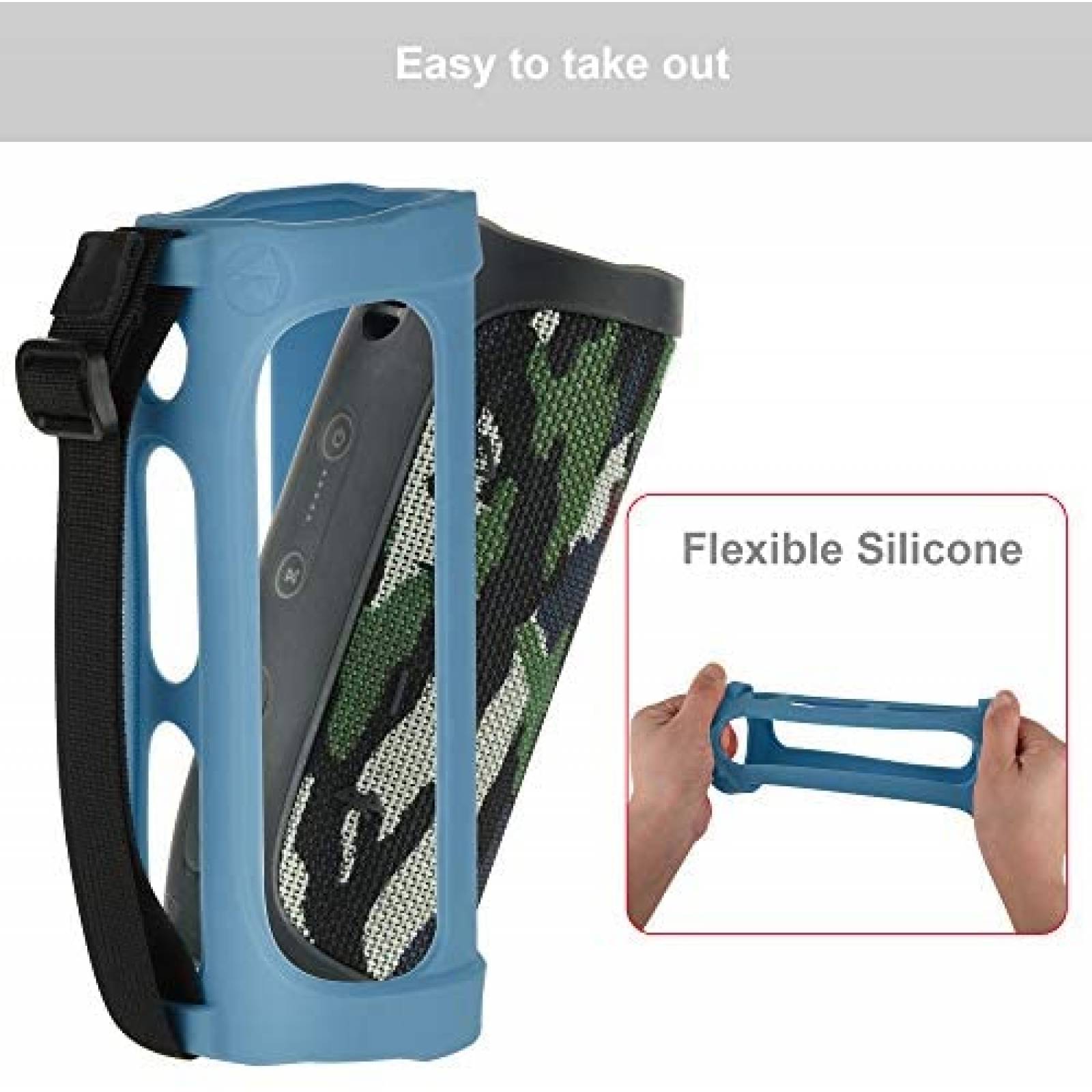 Funda de Silicon TXEsign para Bocina JBL Flip 4 -Azul