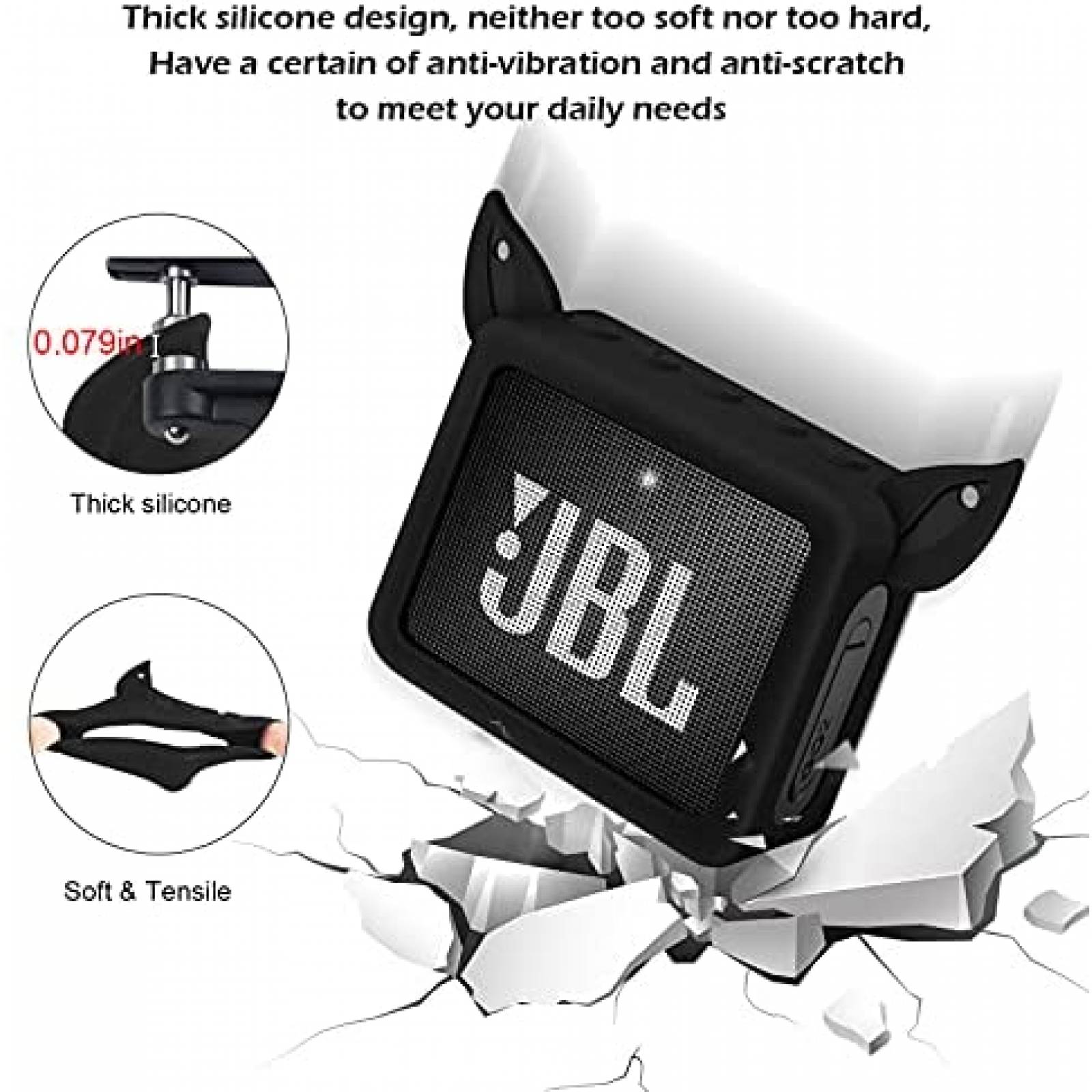 Funda Generico Impermeable Compatible Con JBL GO2 -Negro