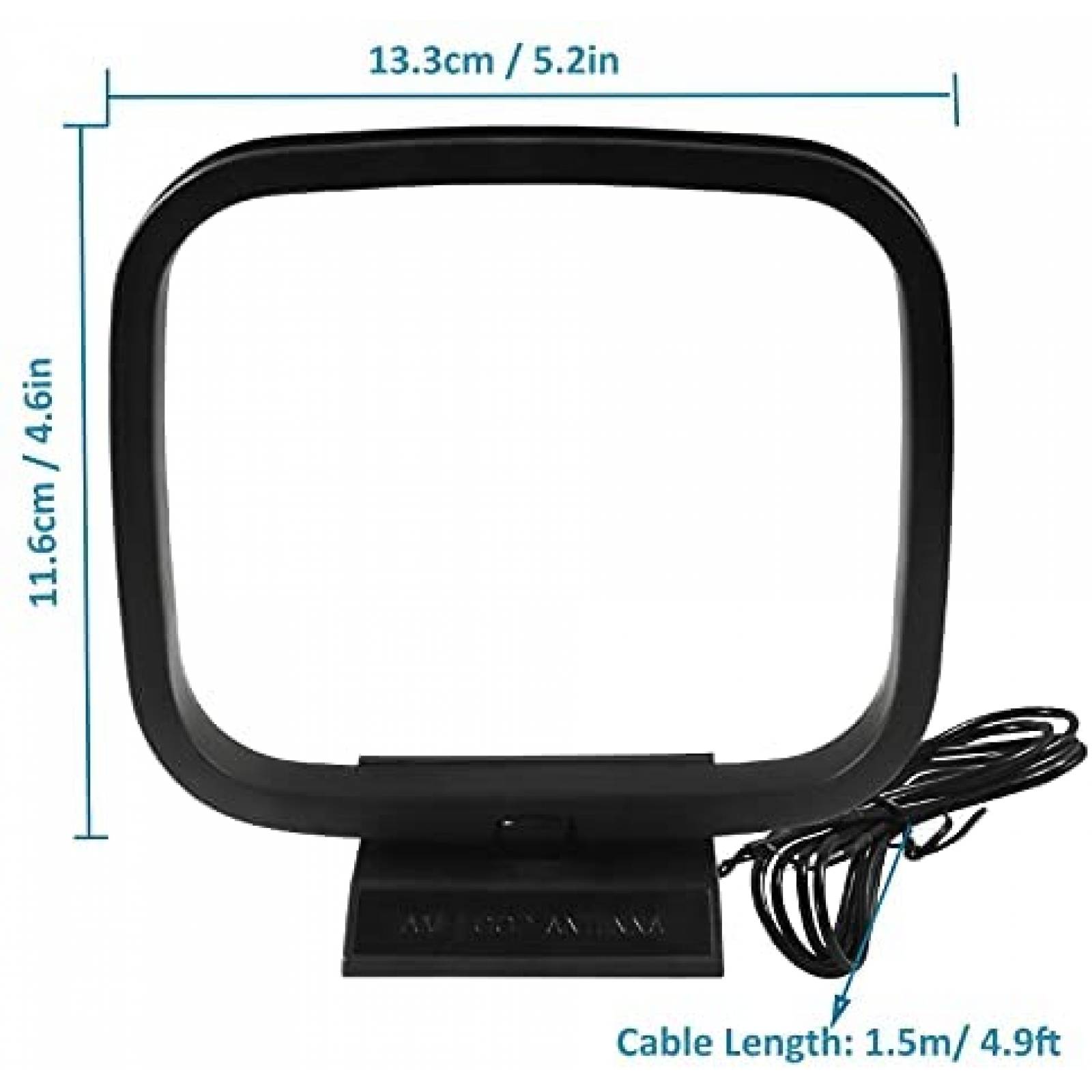 Antena de Radio AEDIKO AM Loop de 75 Ohmio 2 Pin -Negro