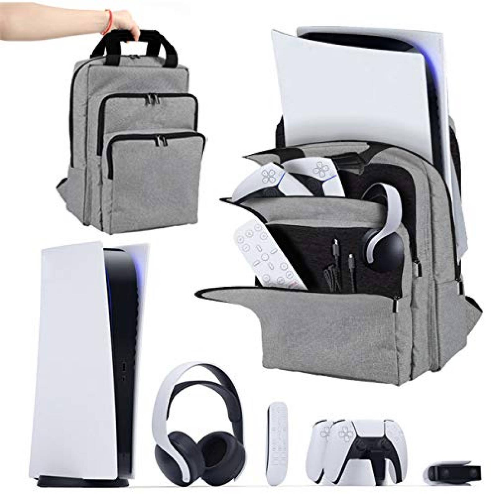 Mochila para PS5 LVGOD espacio para 6 accesorios -Gris